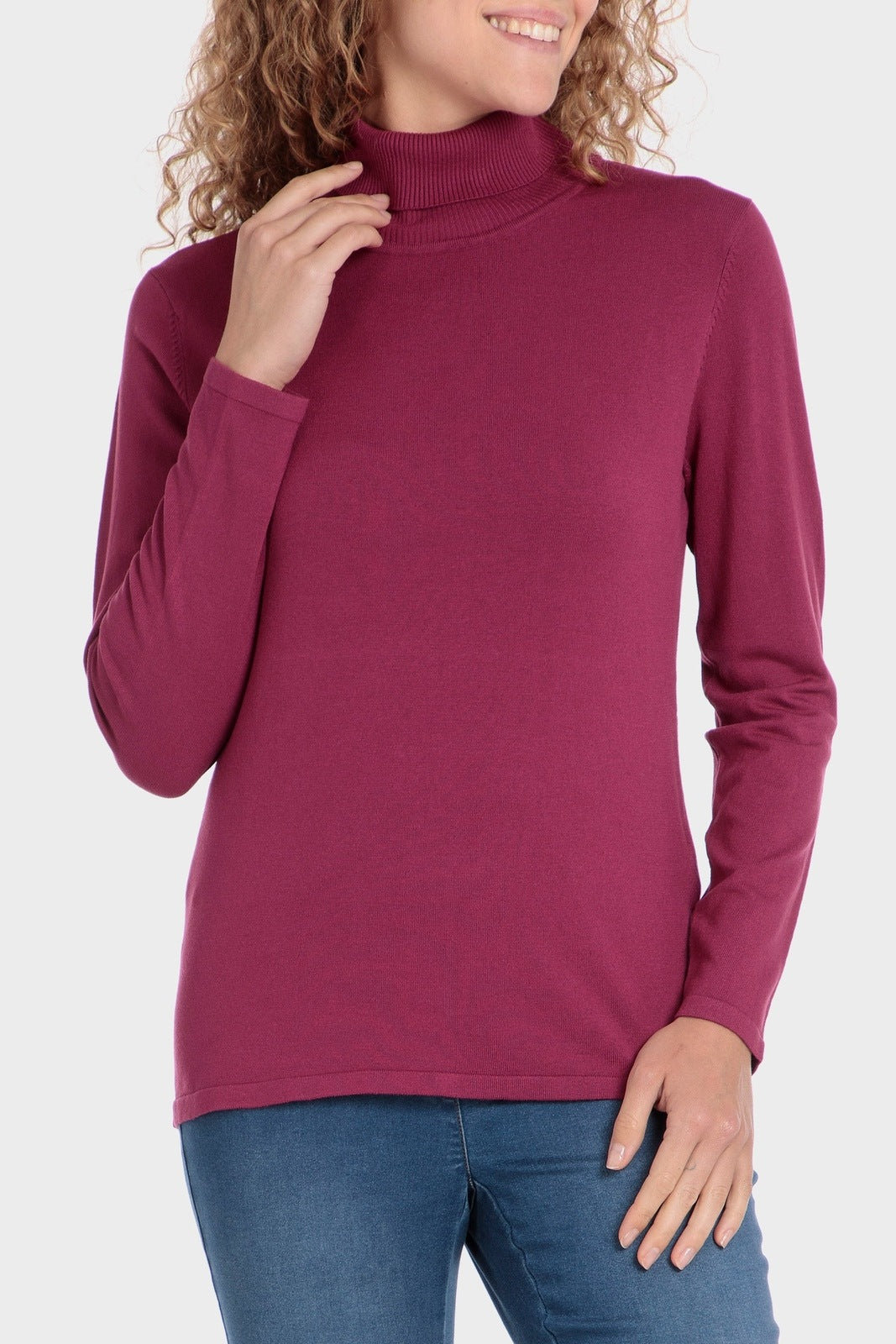 Punt Roma Basic Turtleneck Sweater - Red Pomegranate 1 Shaws Department Stores
