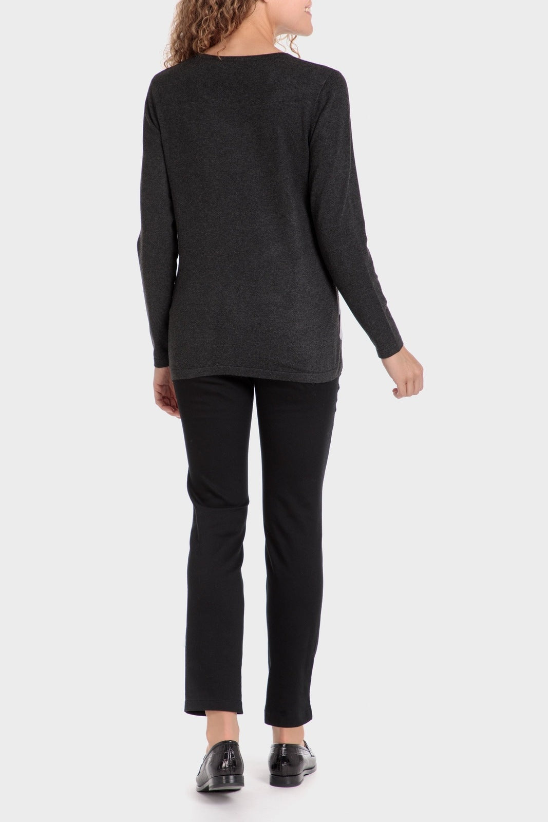 Punt Roma Embroidered Sweater - Grey 4 Shaws Department Stores