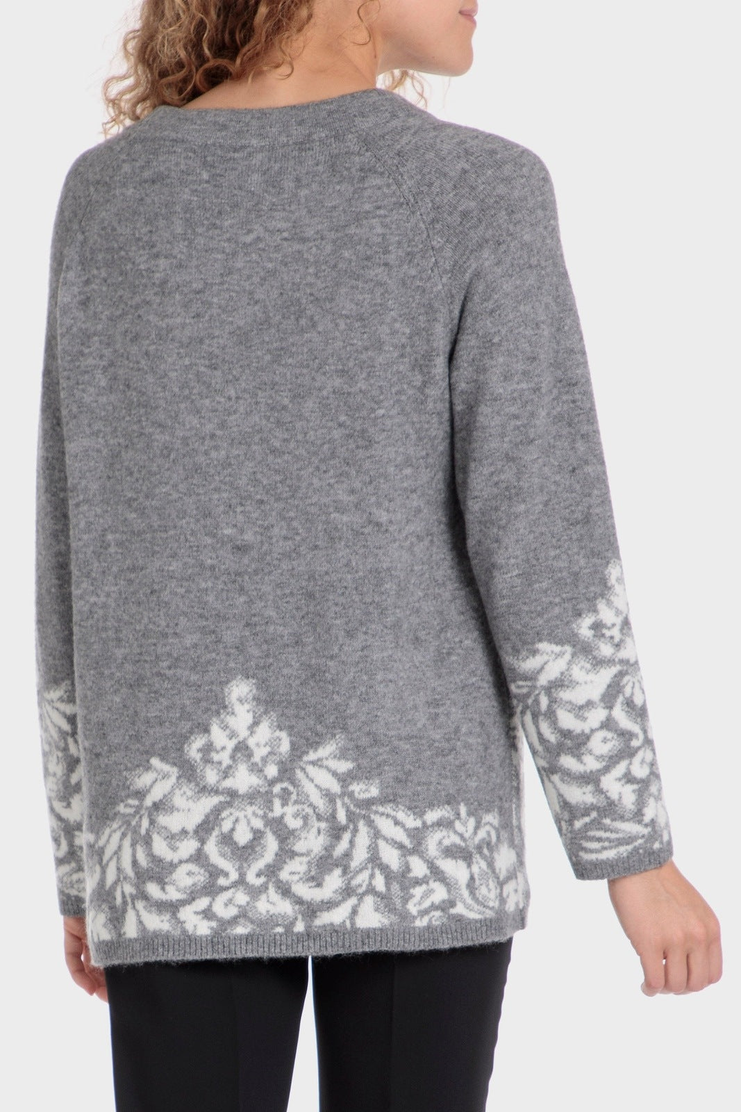 Punt Roma Jacquard Sweater - Grey 2 Shaws Department Stores
