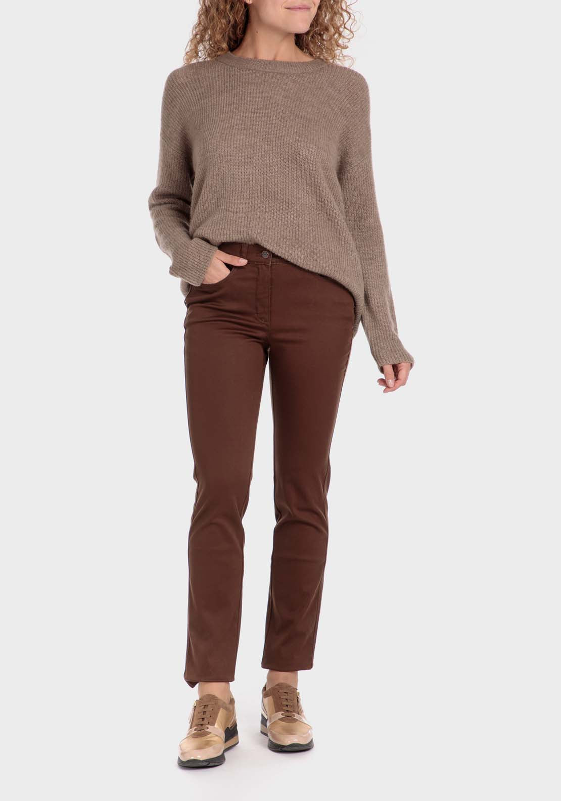 Cotton Trousers With Elastic Brown Chestnut