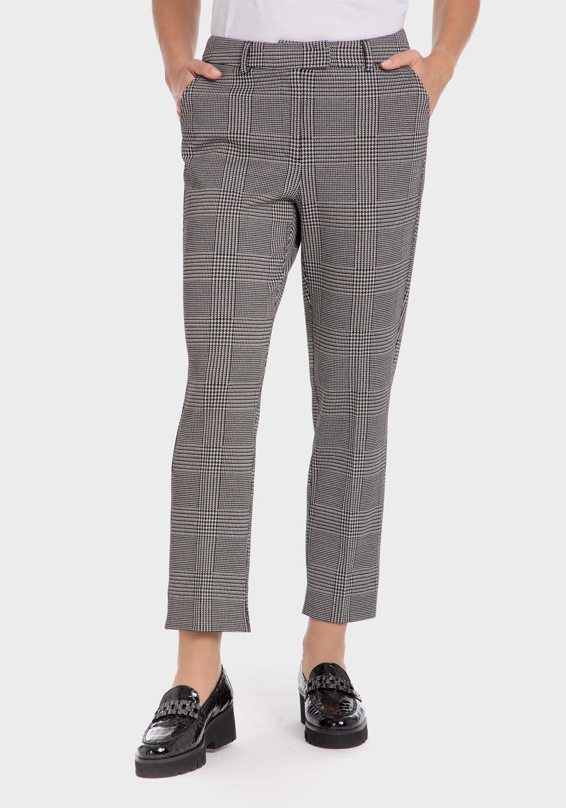 Punt Roma Pow Check Trousers - Black 1 Shaws Department Stores