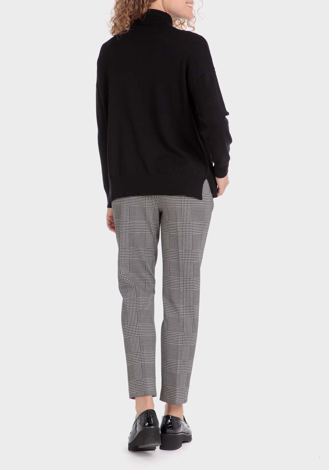 Punt Roma Pow Check Trousers - Black 4 Shaws Department Stores