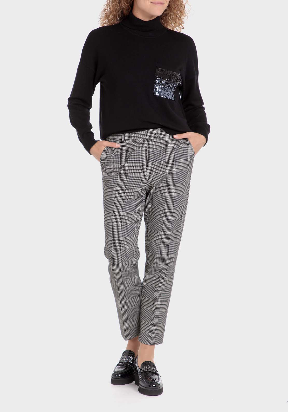 Punt Roma Pow Check Trousers - Black 3 Shaws Department Stores