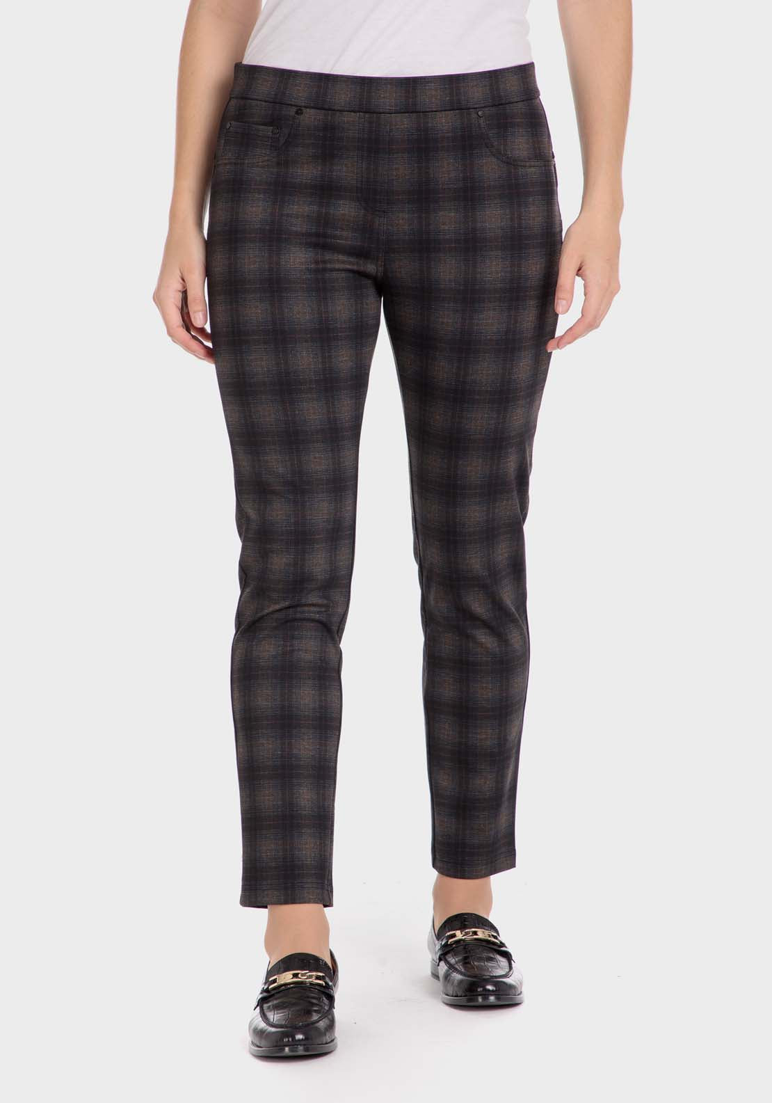 Punt Roma Checked Trousers - Black 1 Shaws Department Stores