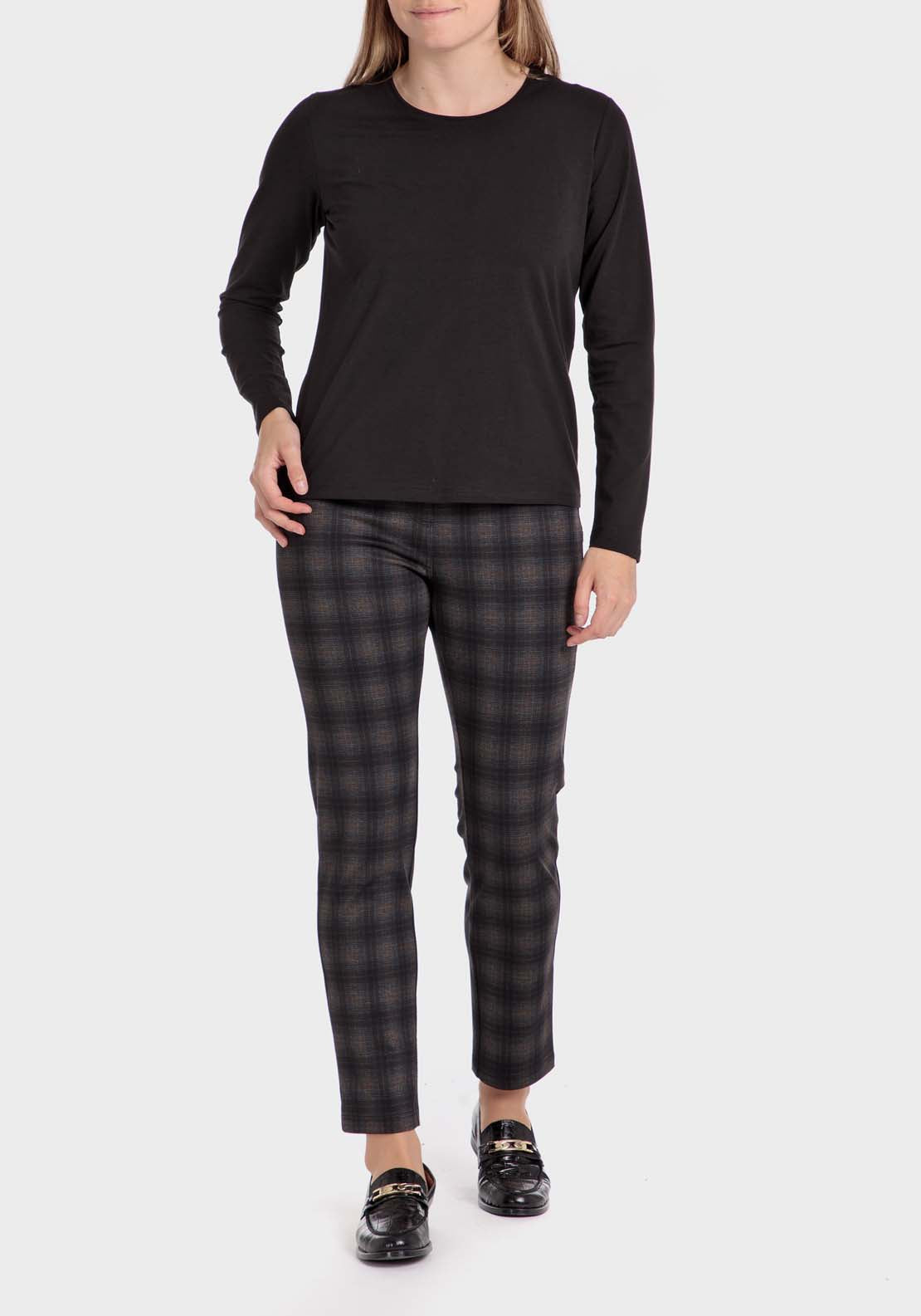 Punt Roma Checked Trousers - Black 3 Shaws Department Stores