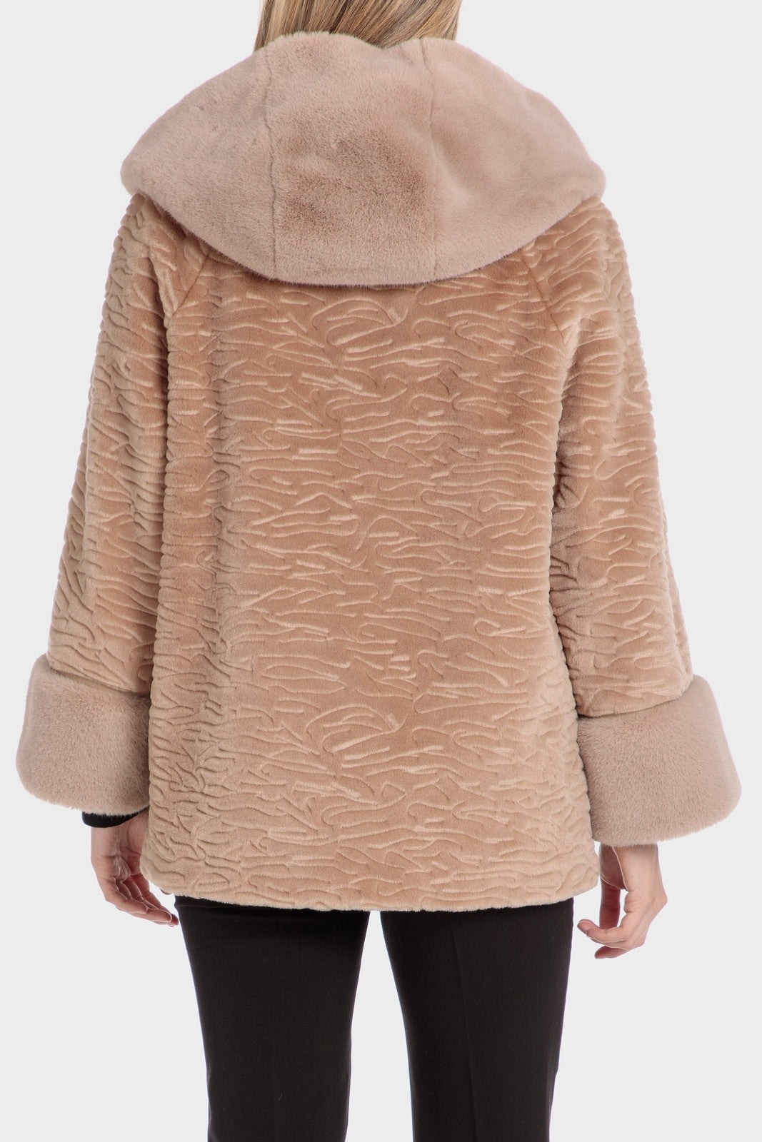 Punt Roma Fur Three-Quarter Coat - Beige 2 Shaws Department Stores