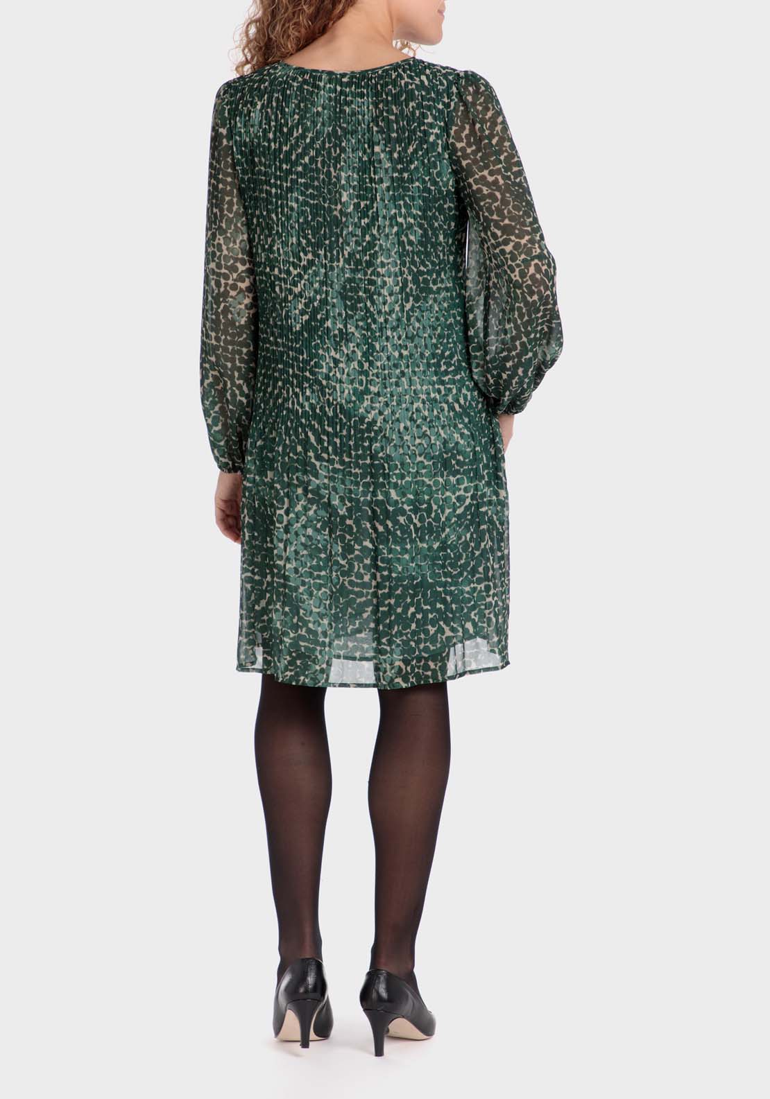 Punt Roma Pleated Printed Dress - Green 2 Shaws Department Stores