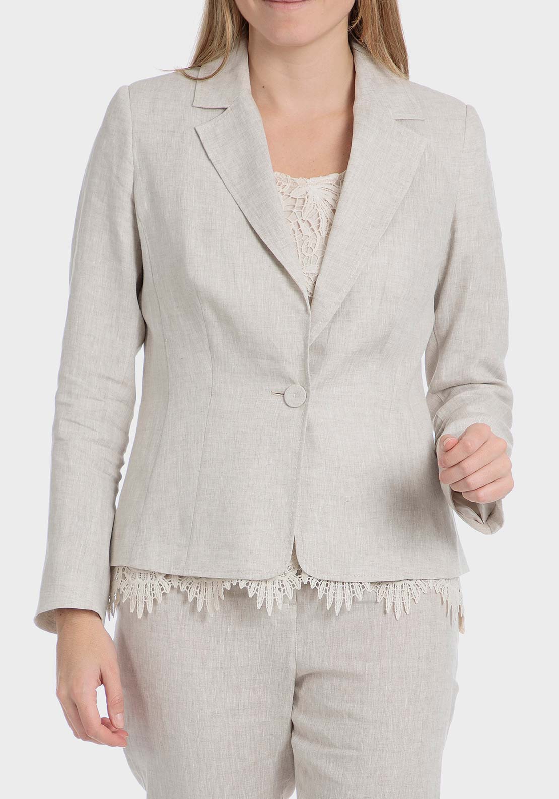 Punt Roma Linen blazer - Beige 1 Shaws Department Stores
