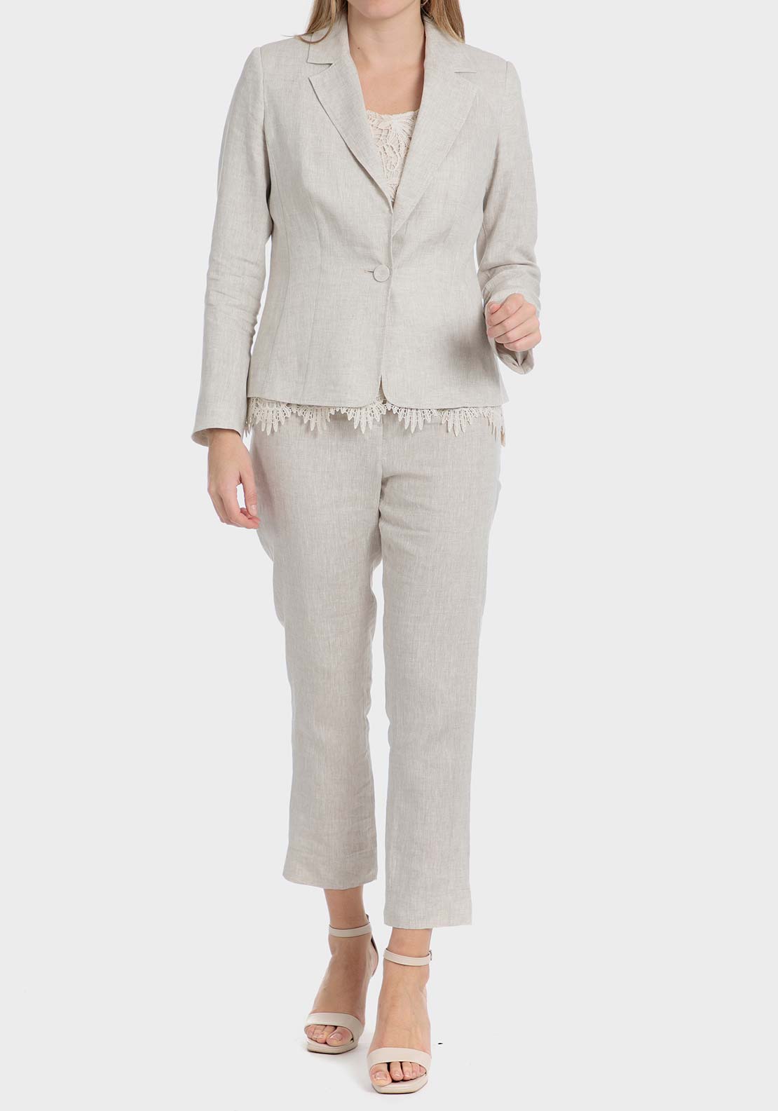 Punt Roma Linen blazer - Beige 3 Shaws Department Stores