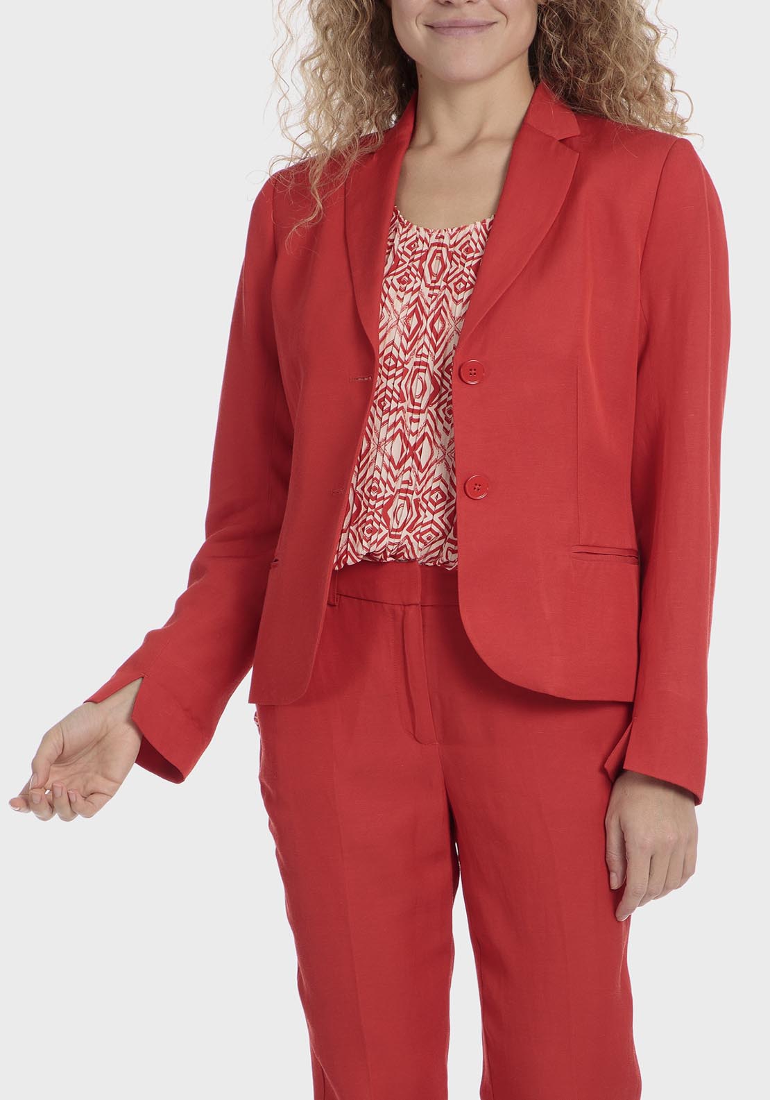 Punt Roma Linen Blend Blazer - Red 1 Shaws Department Stores