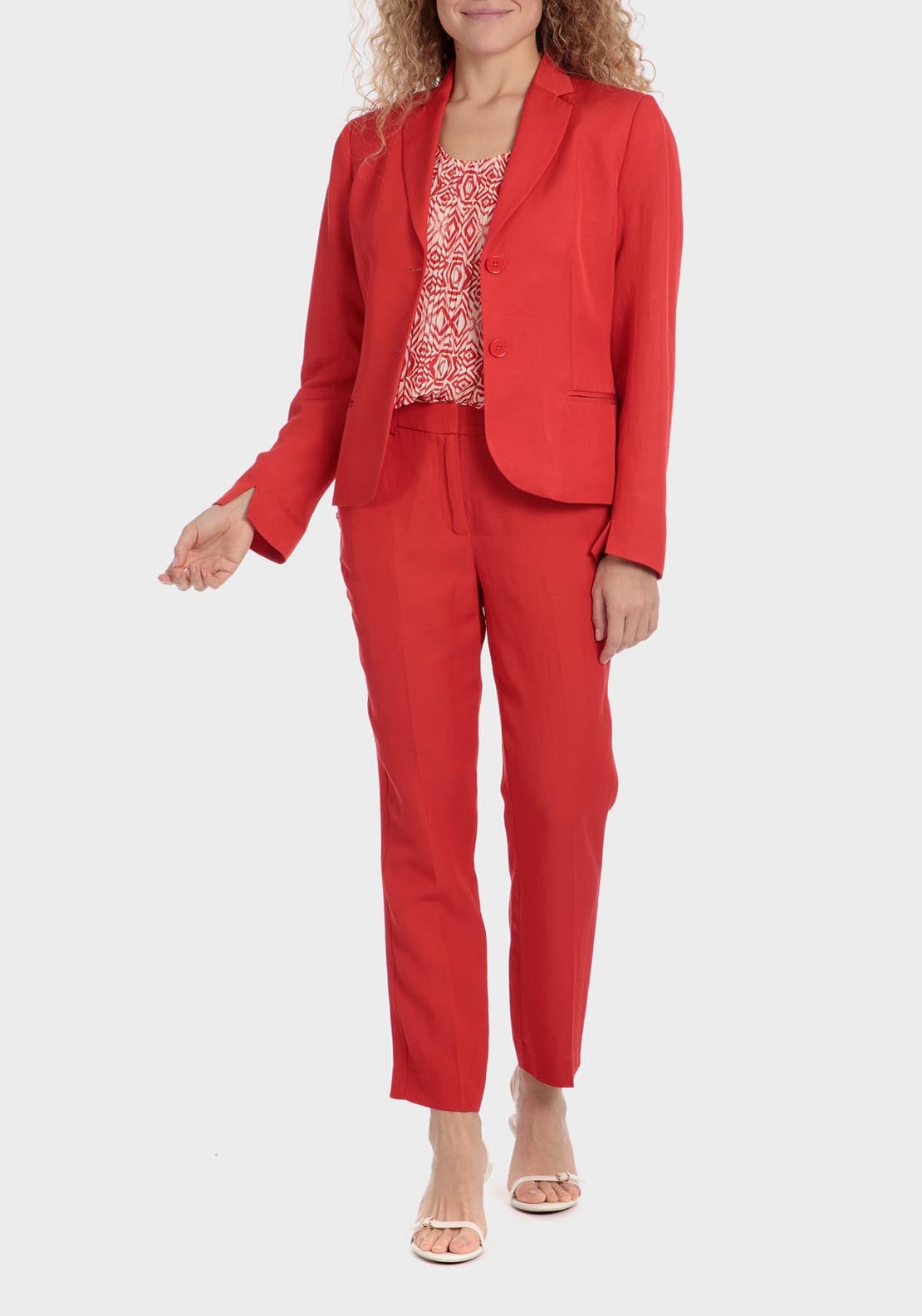 Punt Roma Linen Blend Blazer - Red 3 Shaws Department Stores