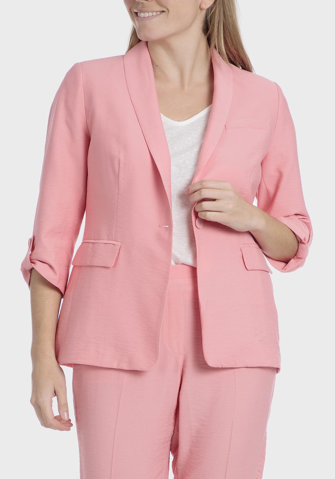 Punt Roma Salmon coloured blazer - Pink 8 Shaws Department Stores