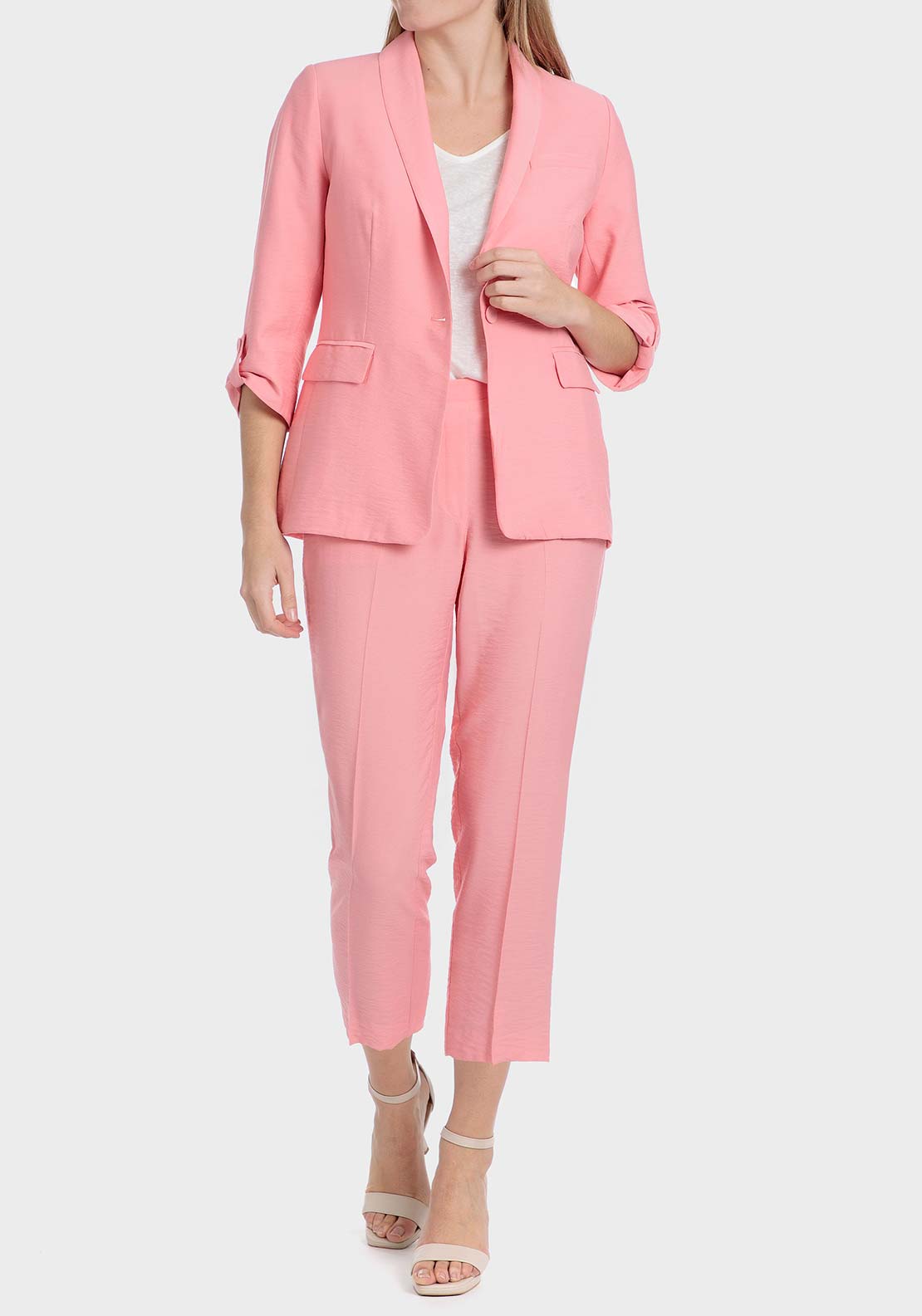 Punt Roma Salmon coloured blazer - Pink Salmon 3 Shaws Department Stores