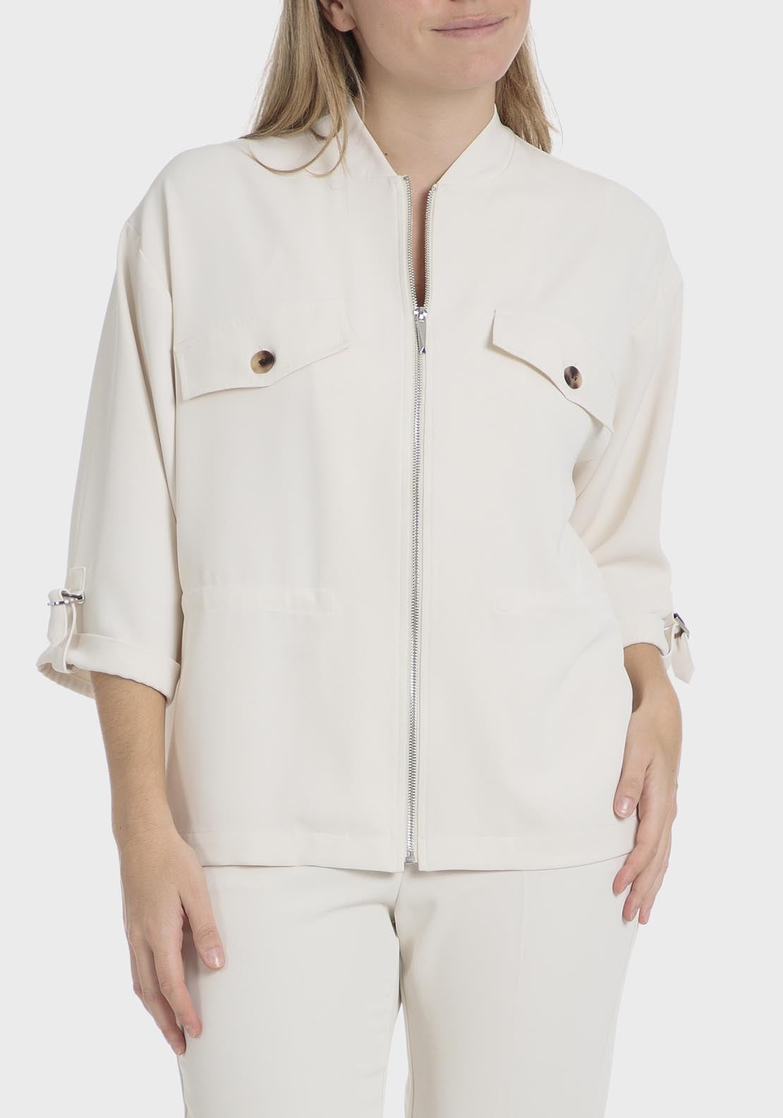 Punt Roma Zipper Jacket - Beige 1 Shaws Department Stores