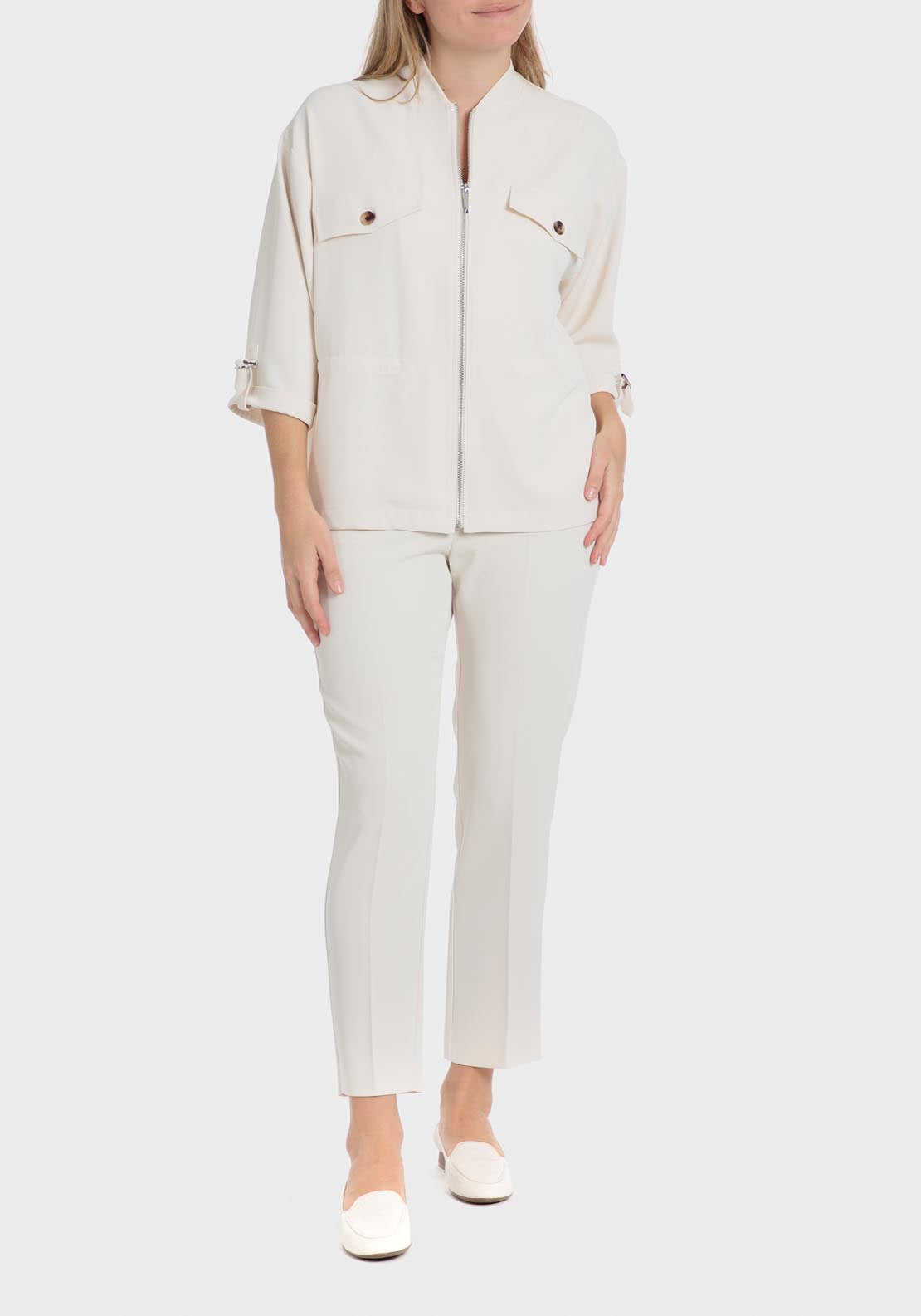 Punt Roma Zipper Jacket - Beige 3 Shaws Department Stores