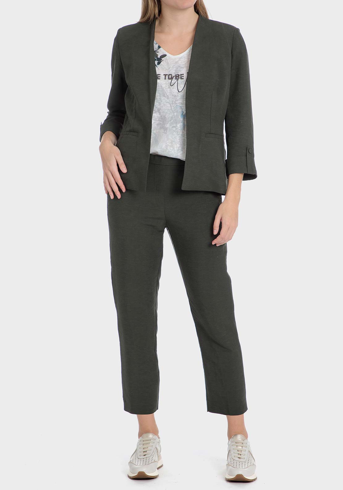 Punt Roma Linen blazer - Green 3 Shaws Department Stores