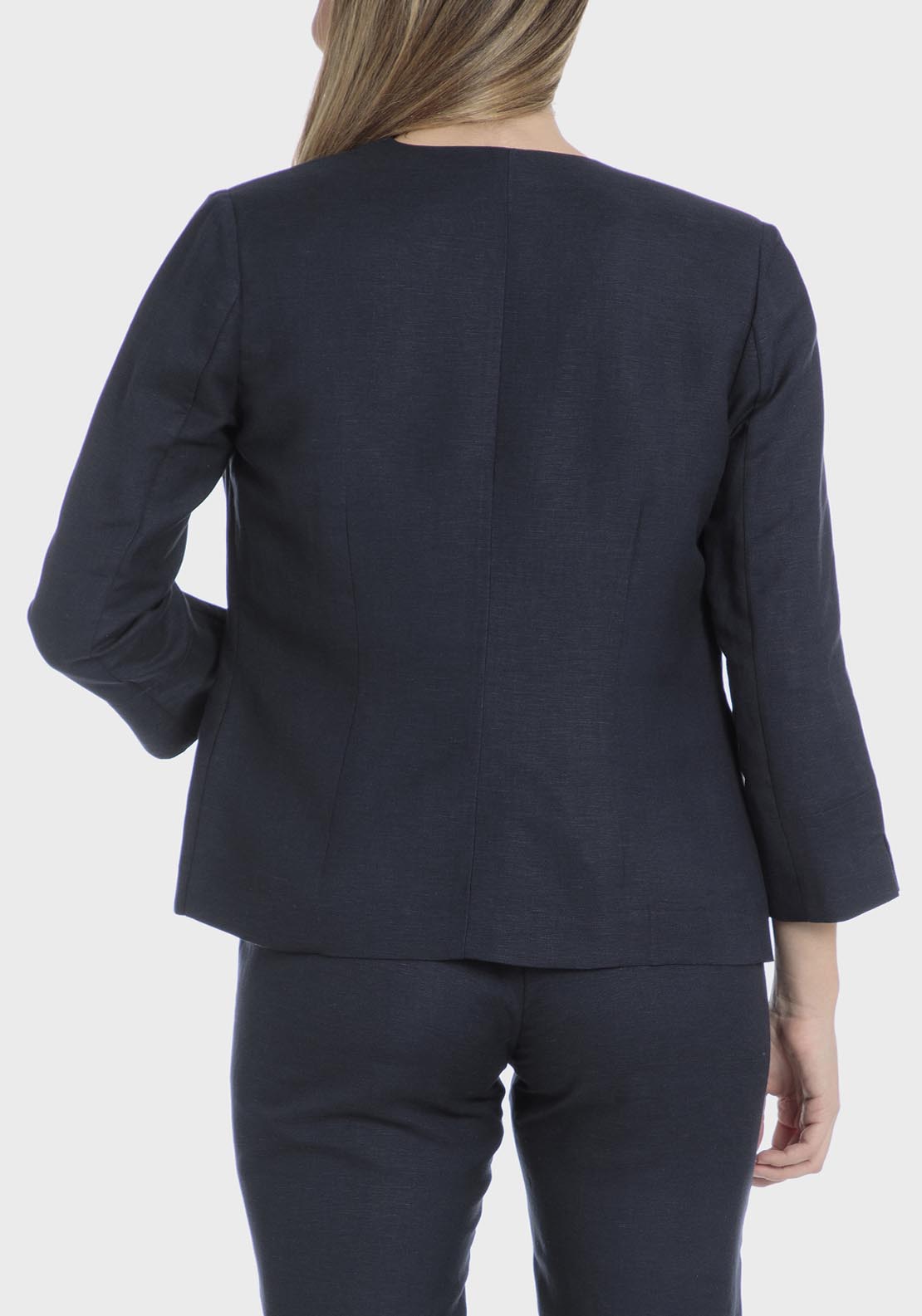 Punt Roma Linen Blend Blazer - Blue / Navy 2 Shaws Department Stores