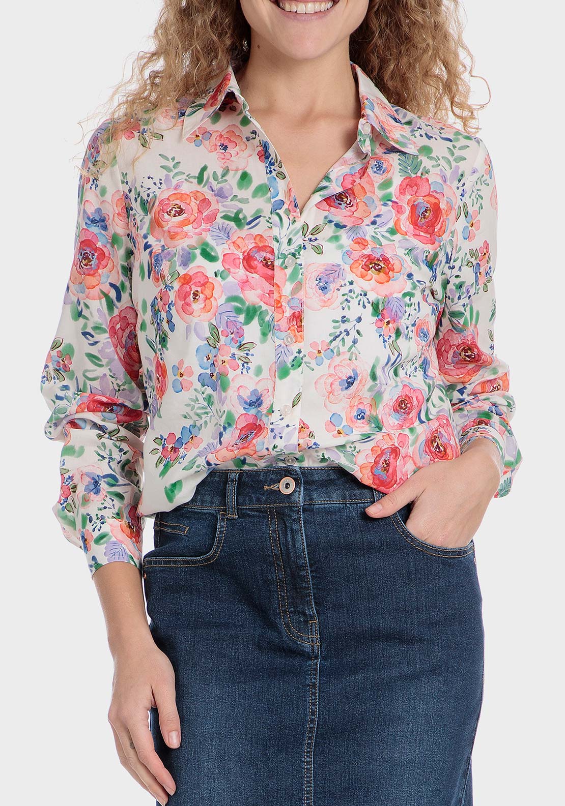 Punt Roma Floral shirt - Orange 1 Shaws Department Stores