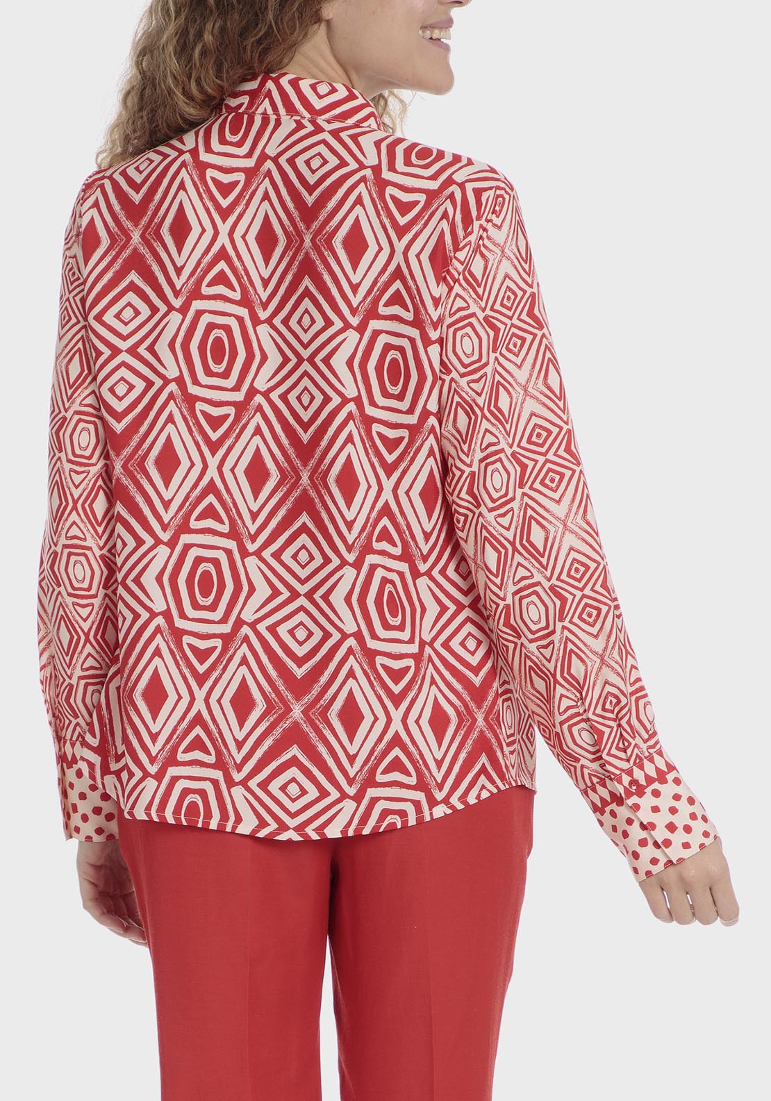 Punt Roma Geometric Printed Shirt - Red 2 Shaws Department Stores