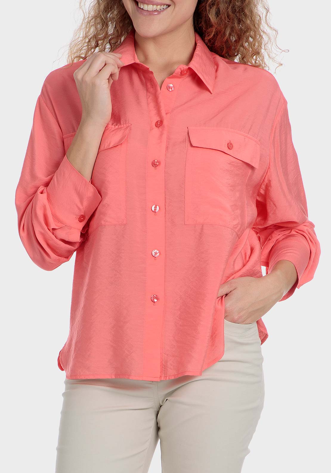 Punt Roma Shirt with pockets - Orange 1 Shaws Department Stores