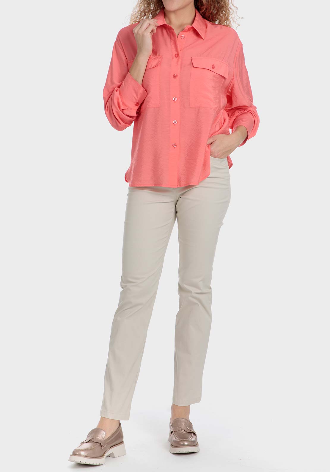 Punt Roma Shirt with pockets - Orange 3 Shaws Department Stores
