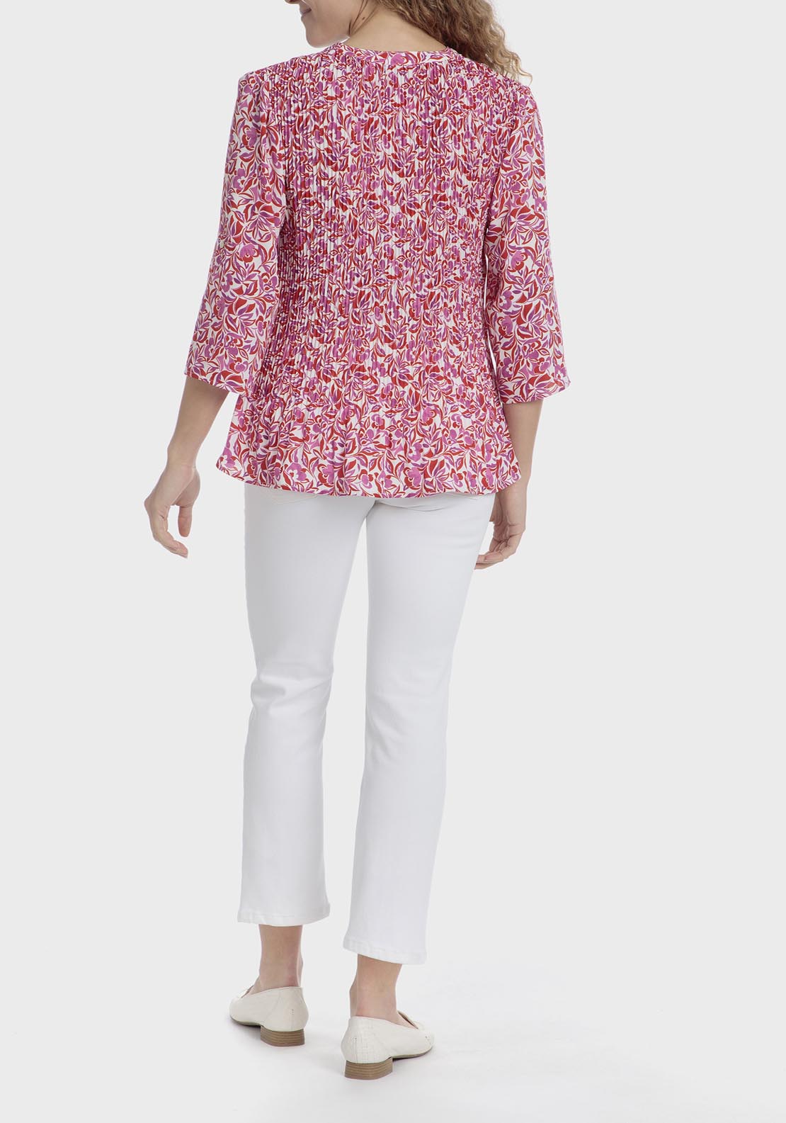 Punt Roma Printed Pleated Shirt - Fuchsia 4 Shaws Department Stores