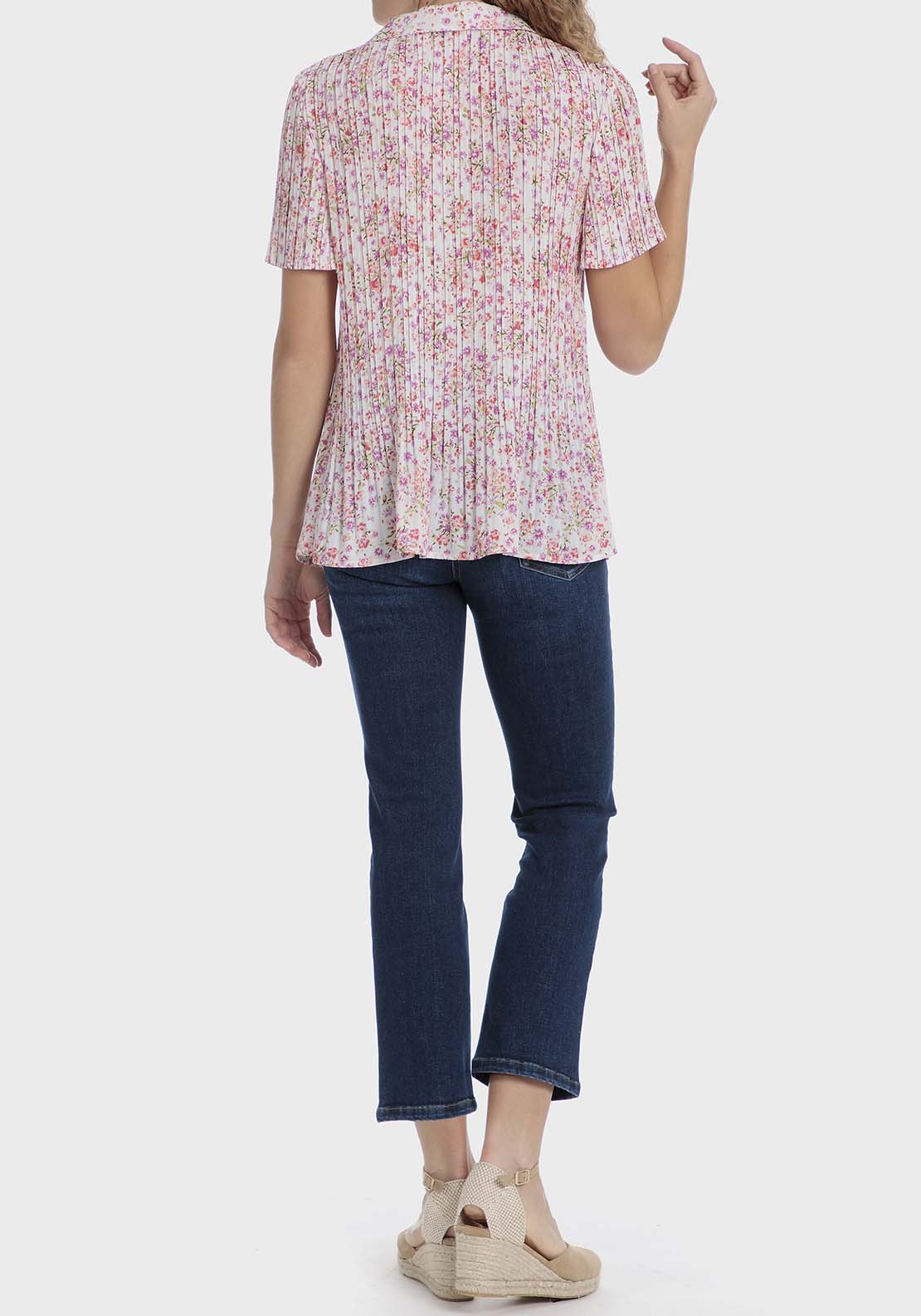 Punt Roma Floral pleated shirt - Fuchsia 4 Shaws Department Stores