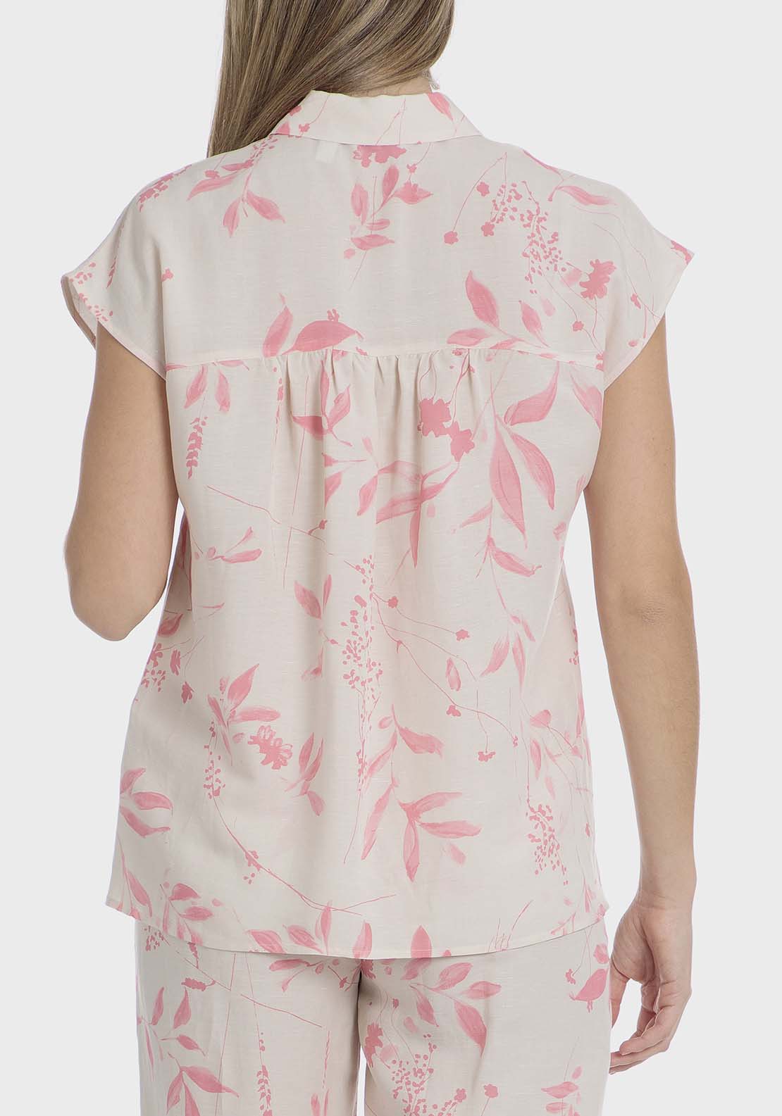 Punt Roma Floral linen shirt - Pink Salmon 2 Shaws Department Stores