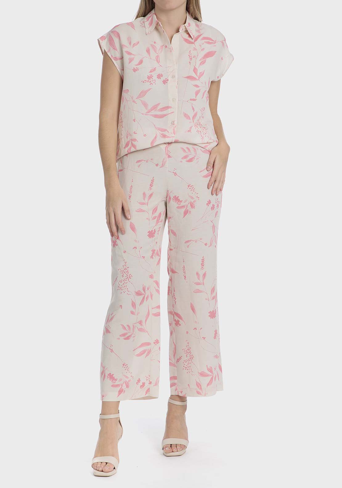 Punt Roma Floral linen shirt - Pink Salmon 3 Shaws Department Stores