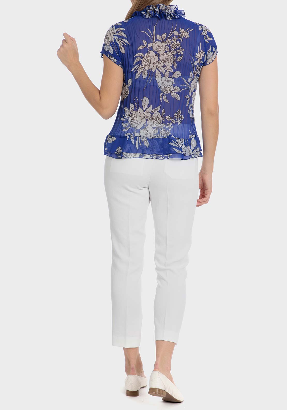 Punt Roma Printed pleated shirt - Blue Electric 4 Shaws Department Stores