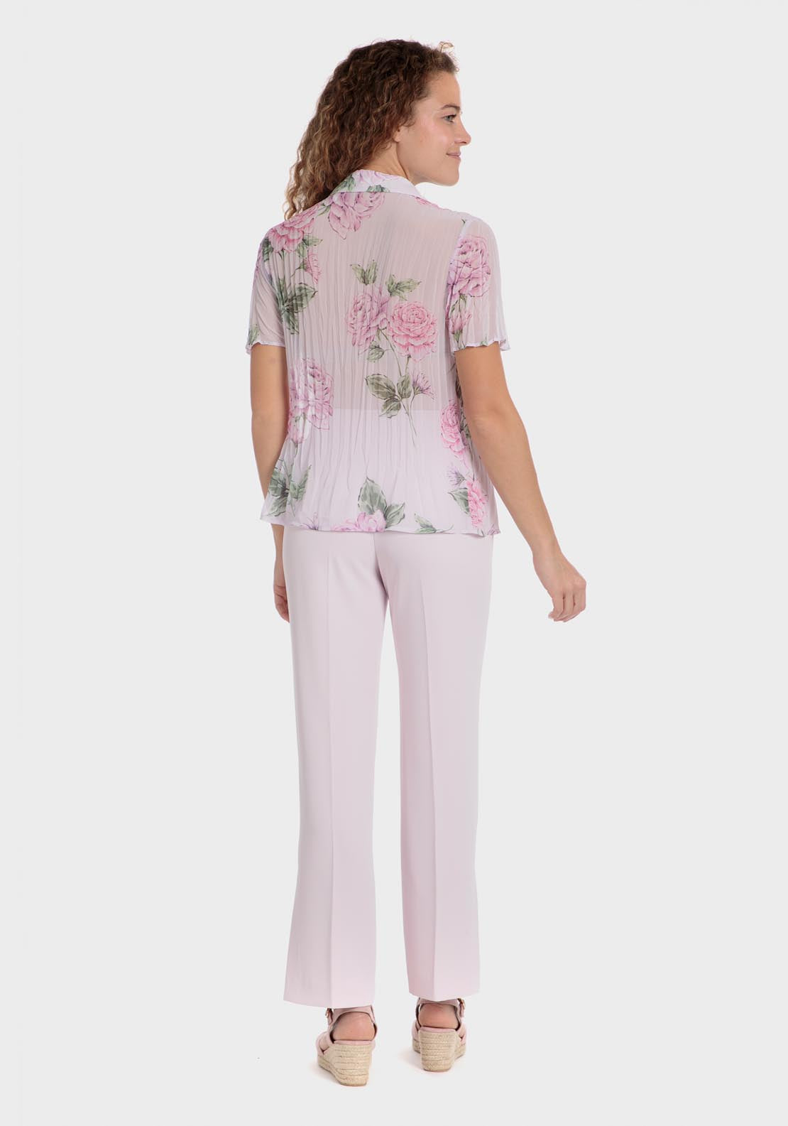 Punt Roma Printed Pleated Shirt - Pink 4 Shaws Department Stores