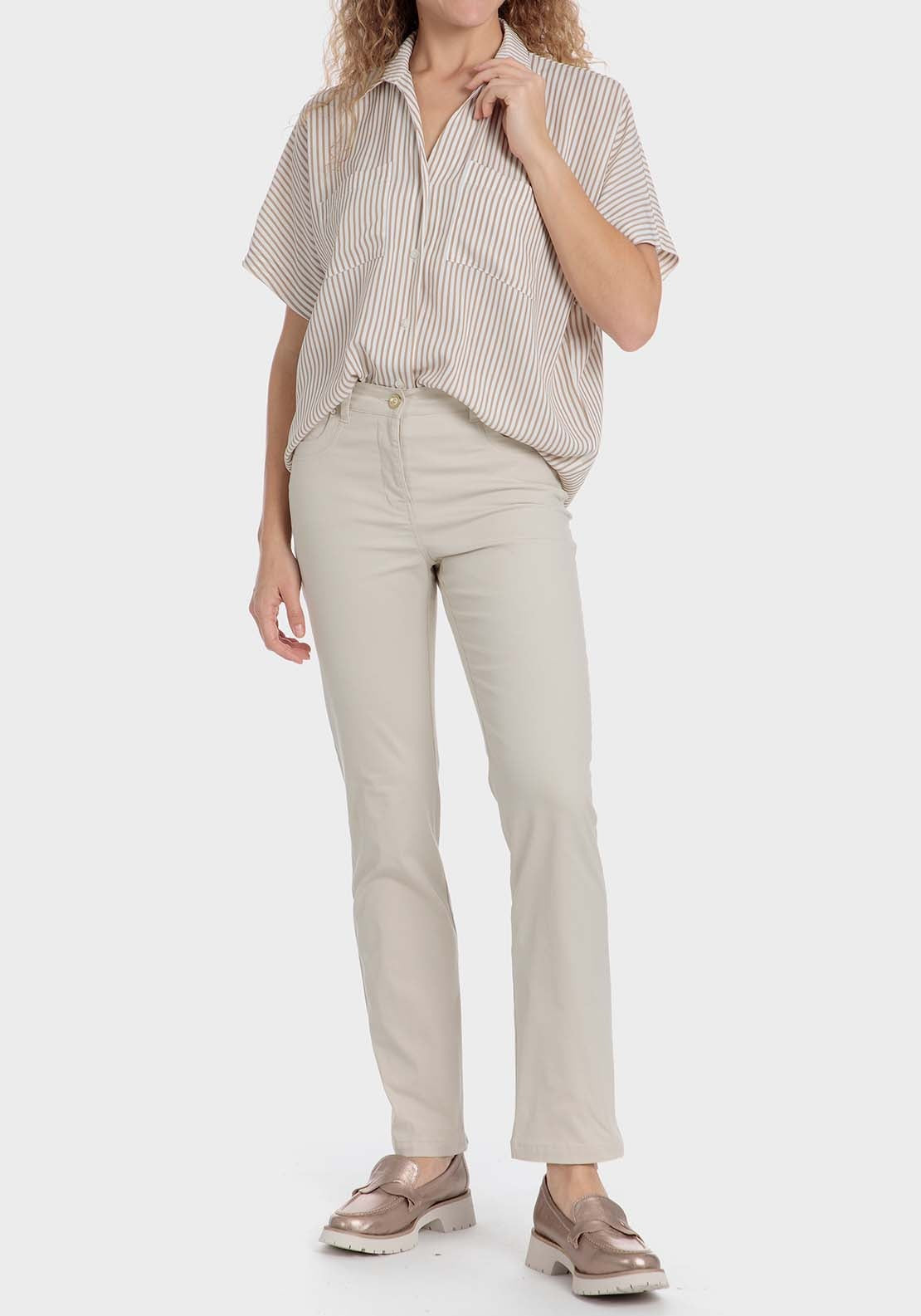 Punt Roma Striped shirt - Sand 3 Shaws Department Stores