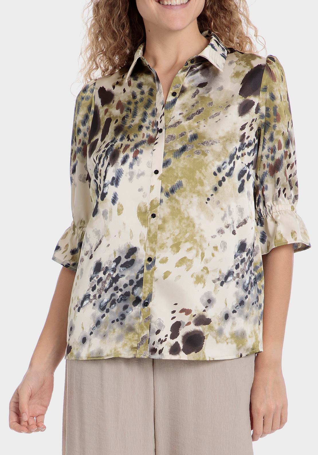 Punt Roma Animal print shirt - White / Green 1 Shaws Department Stores