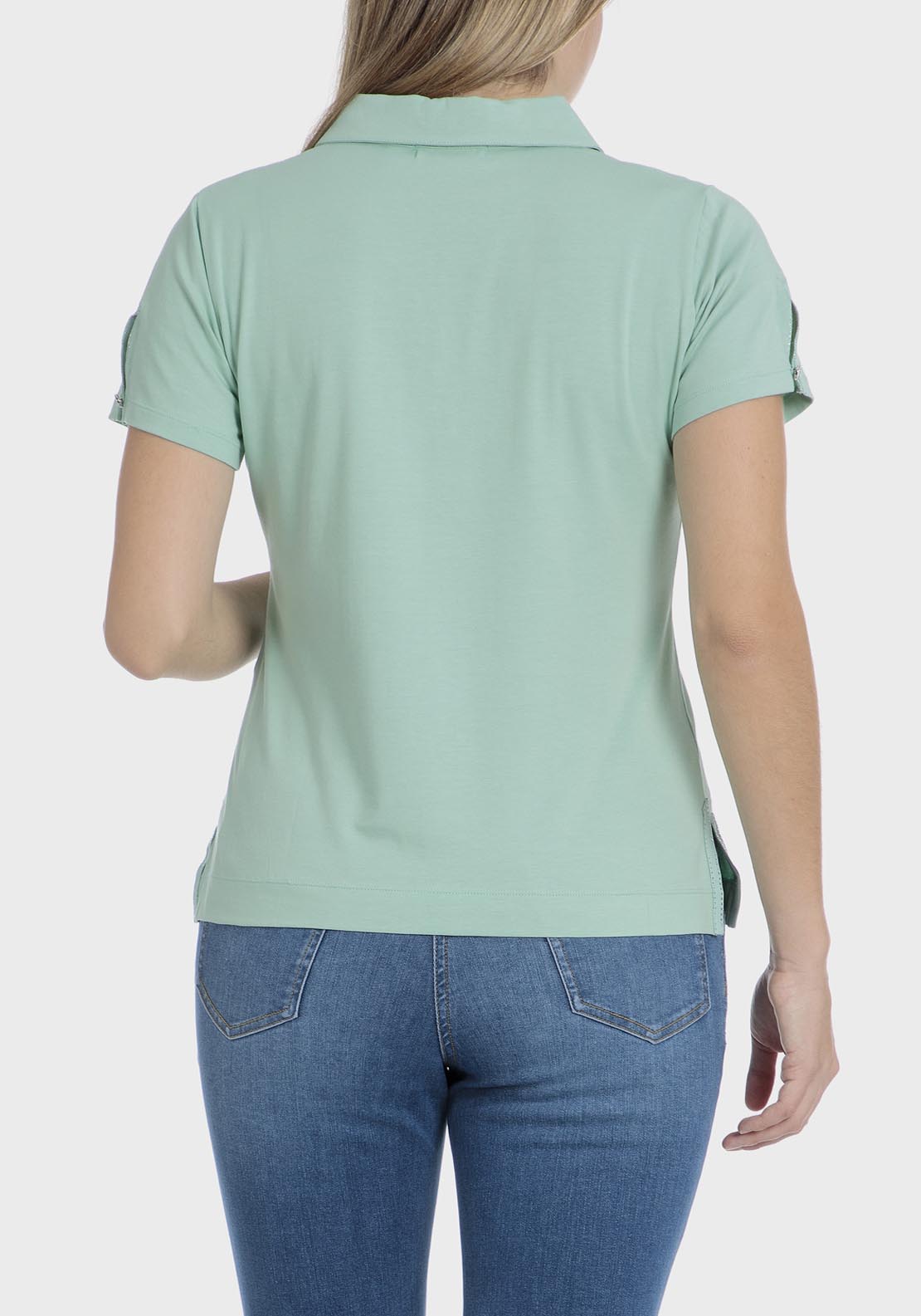 Punt Roma Buttoned Polo - Green Tiffany 2 Shaws Department Stores