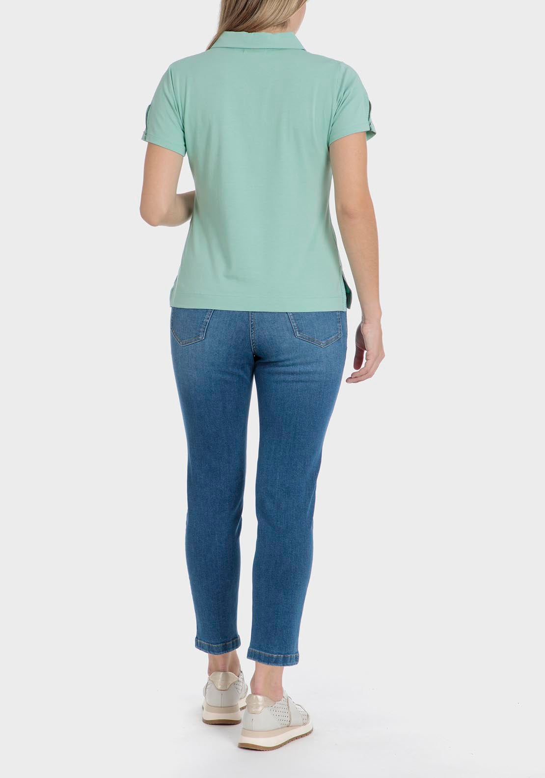 Punt Roma Buttoned Polo - Green Tiffany 4 Shaws Department Stores