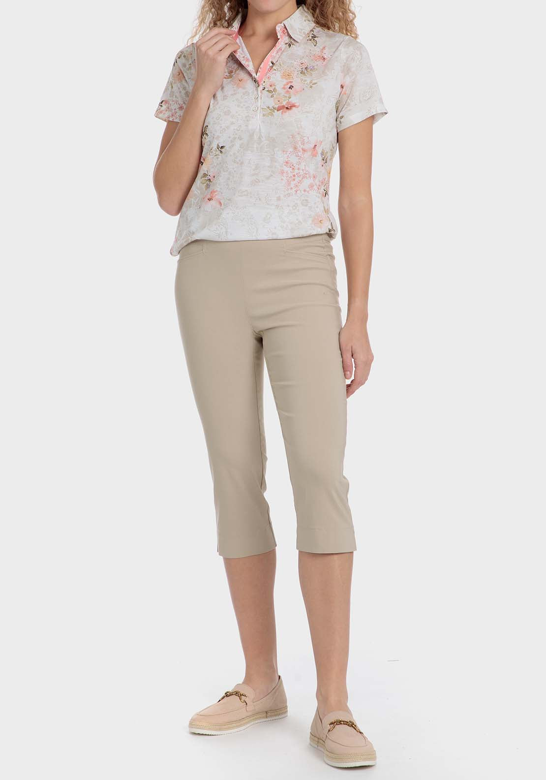 Punt Roma Floral print polo - Beige 3 Shaws Department Stores