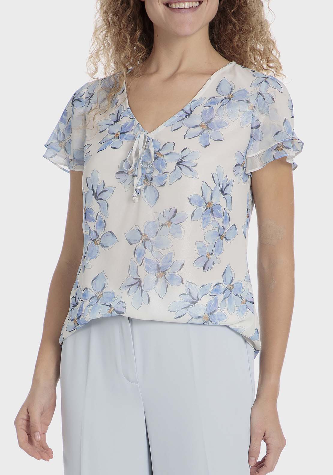 Punt Roma Floral print blouse - Blue 1 Shaws Department Stores