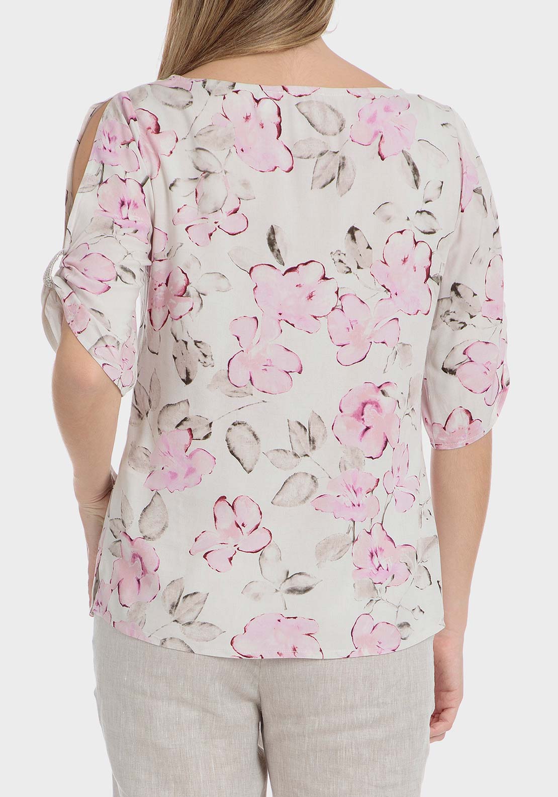 Punt Roma Floral print blouse - Beige 2 Shaws Department Stores