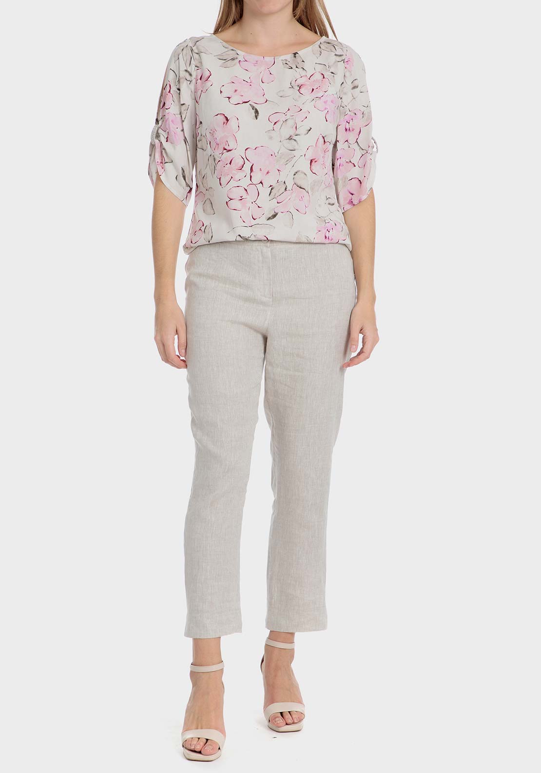 Punt Roma Floral print blouse - Beige 3 Shaws Department Stores
