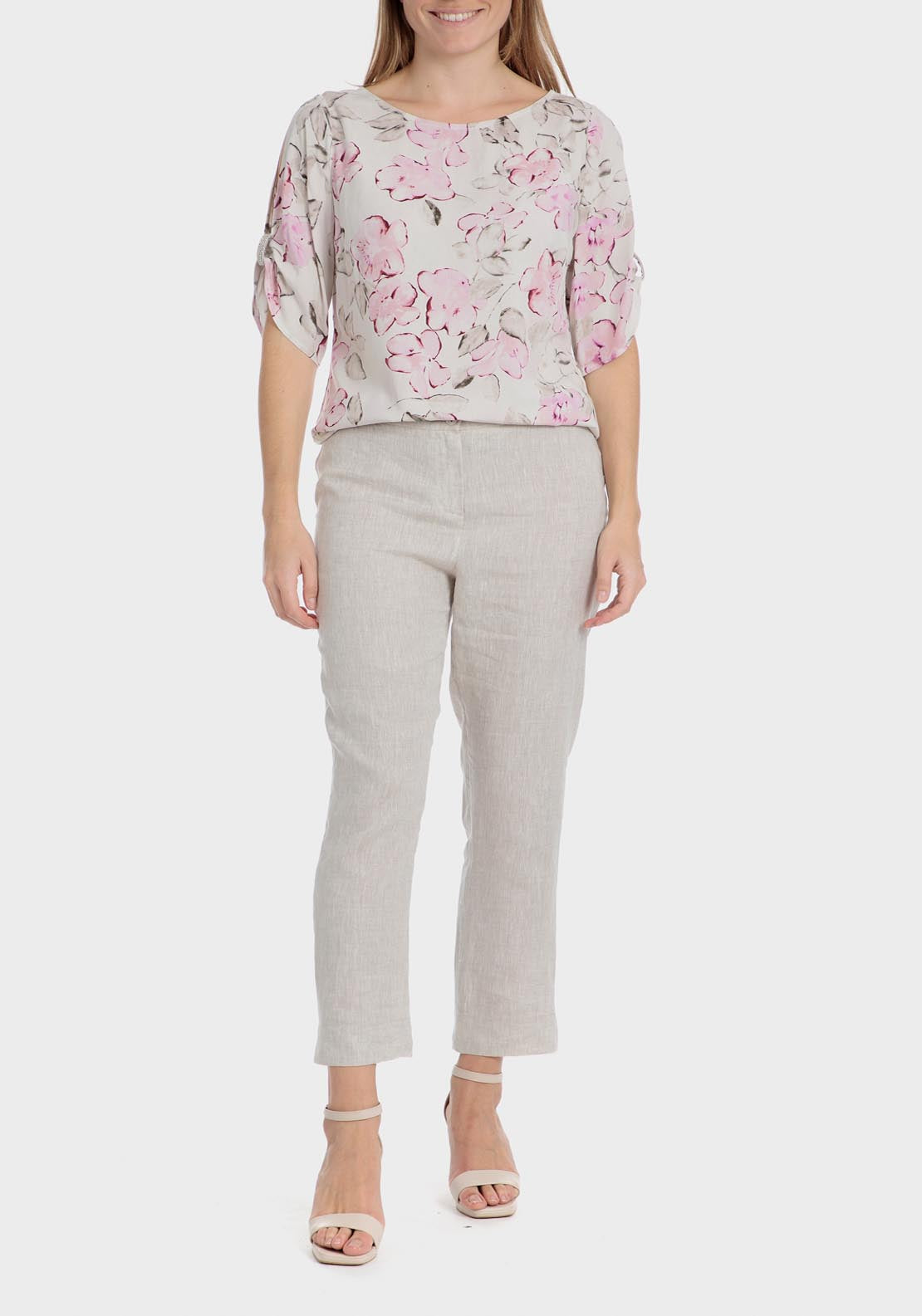 Punt Roma Floral print blouse - Beige 6 Shaws Department Stores