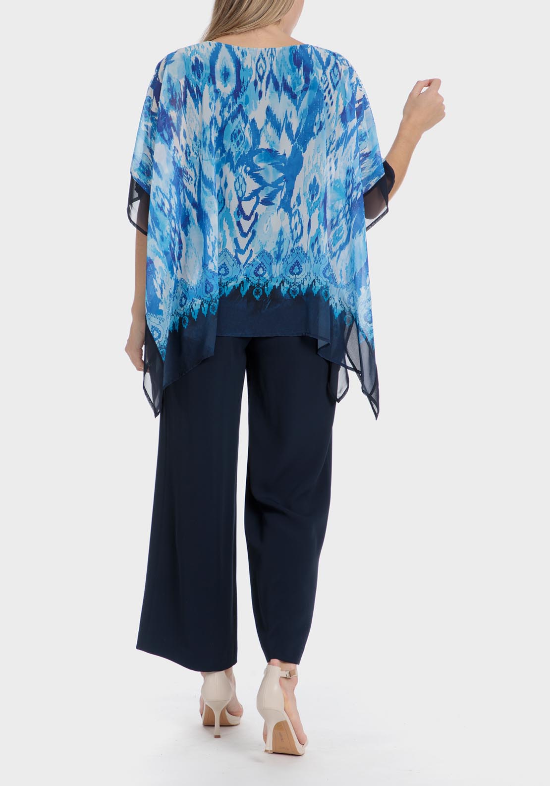 Punt Roma Printed Loose Fitting Blouse - Blue / Navy 4 Shaws Department Stores