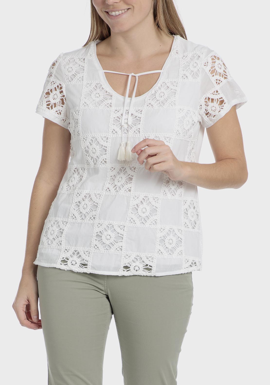 Punt Roma White loose fitting blouse - White 7 Shaws Department Stores
