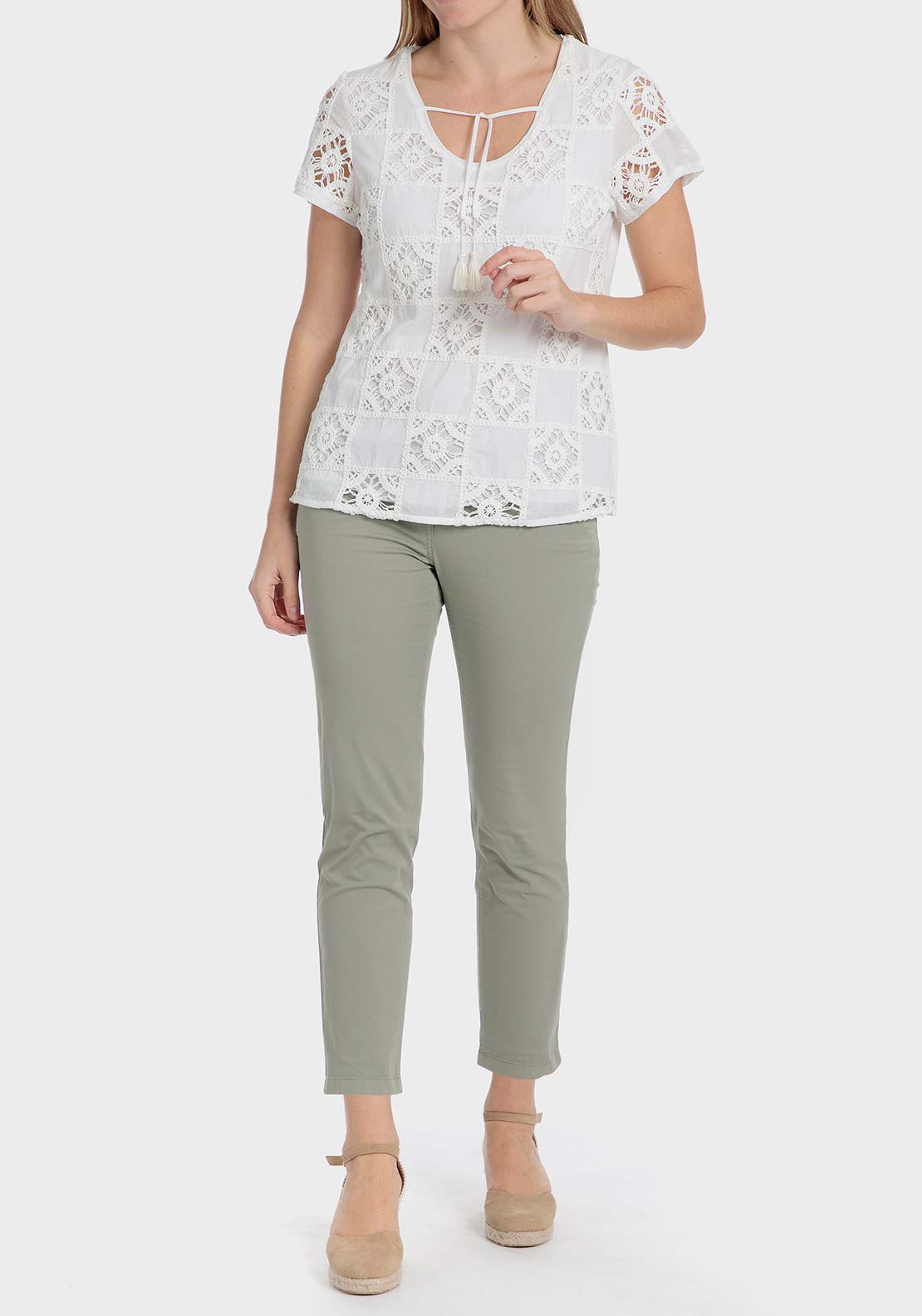 Punt Roma White loose fitting blouse - White 3 Shaws Department Stores