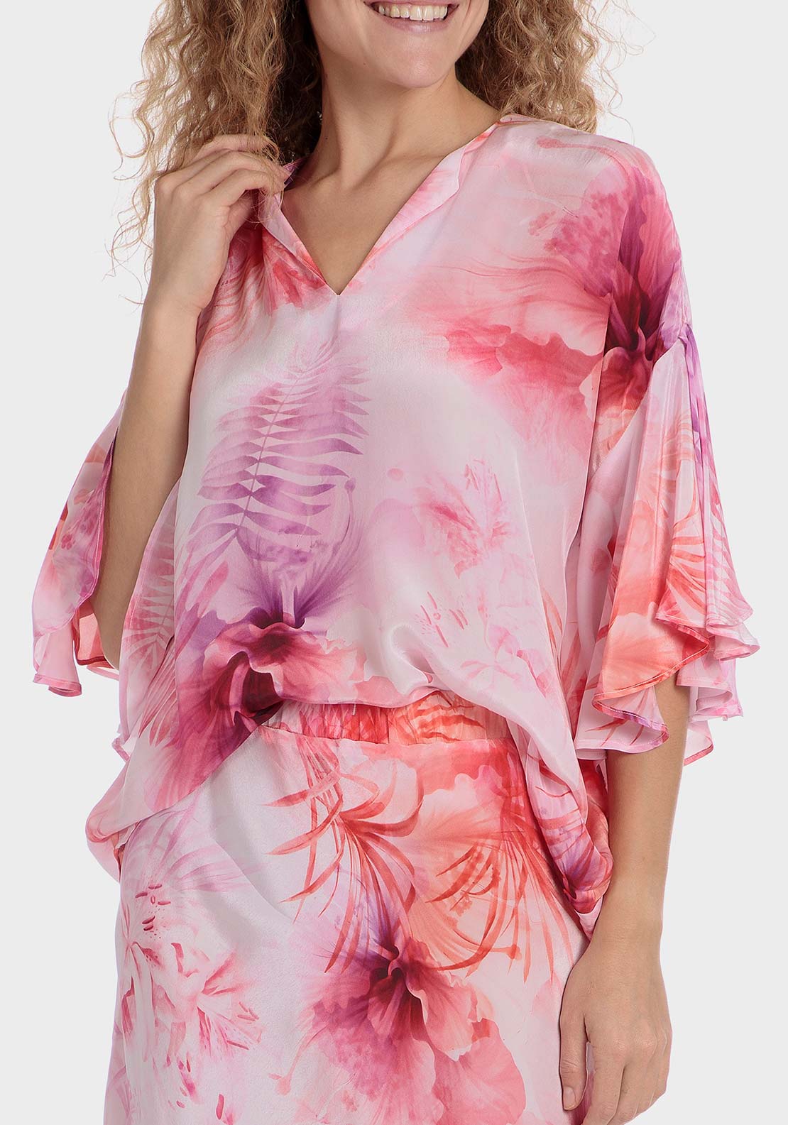 Punt Roma Pink floral blouse - Pink 2 Shaws Department Stores
