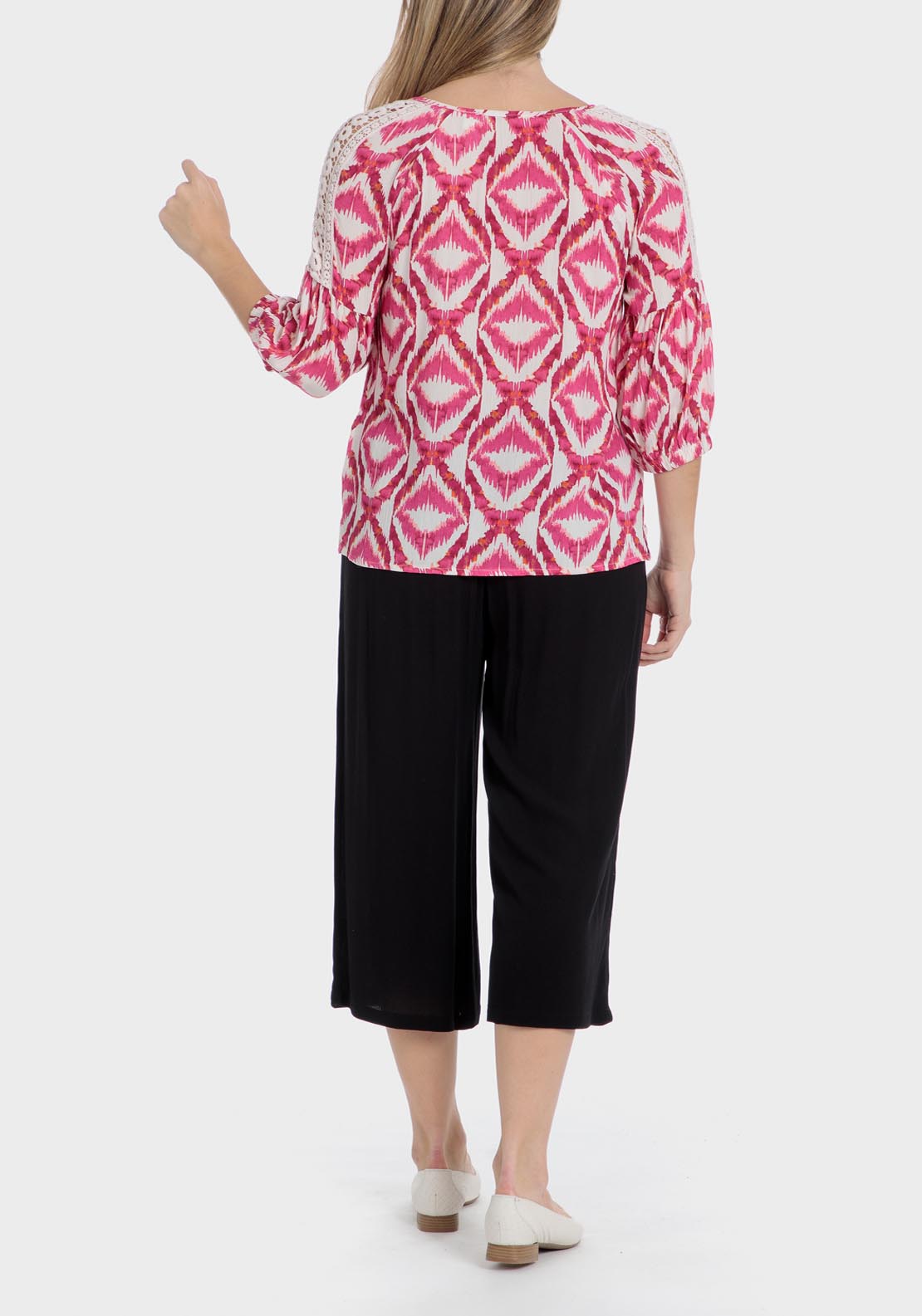 Punt Roma Printed Loose Fitting Blouse - Fuchsia 4 Shaws Department Stores