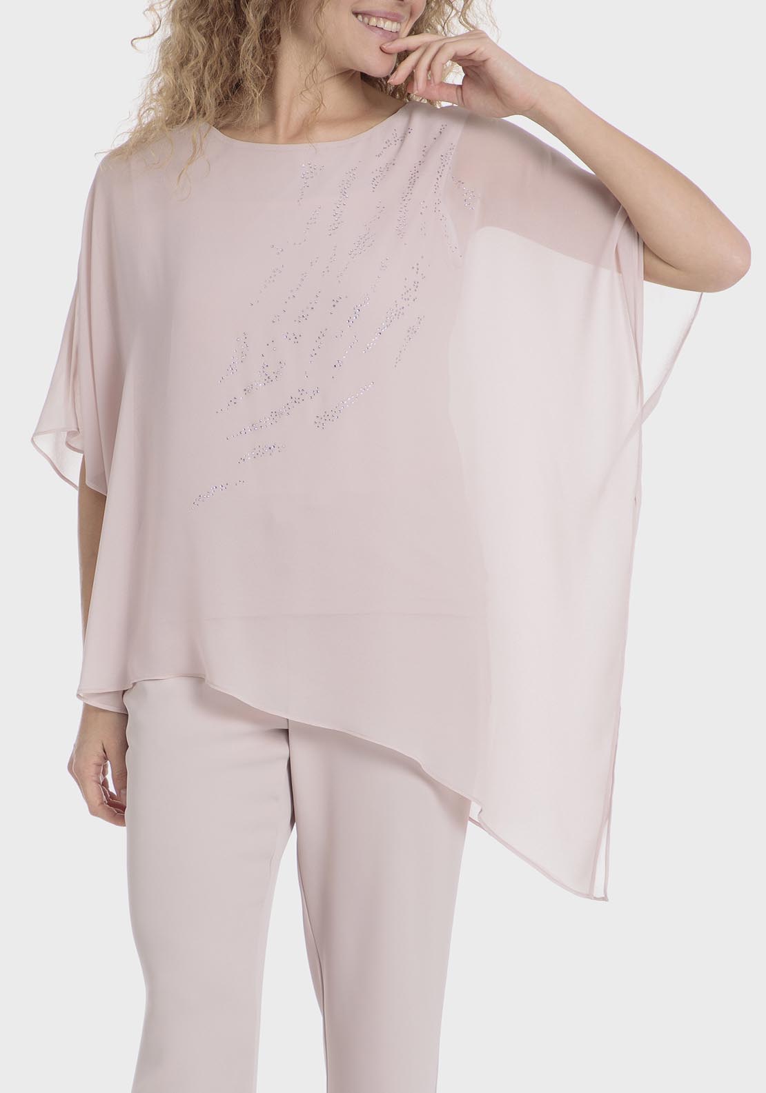 Punt Roma Blouse With Gemstones - Pink Powder 3 Shaws Department Stores