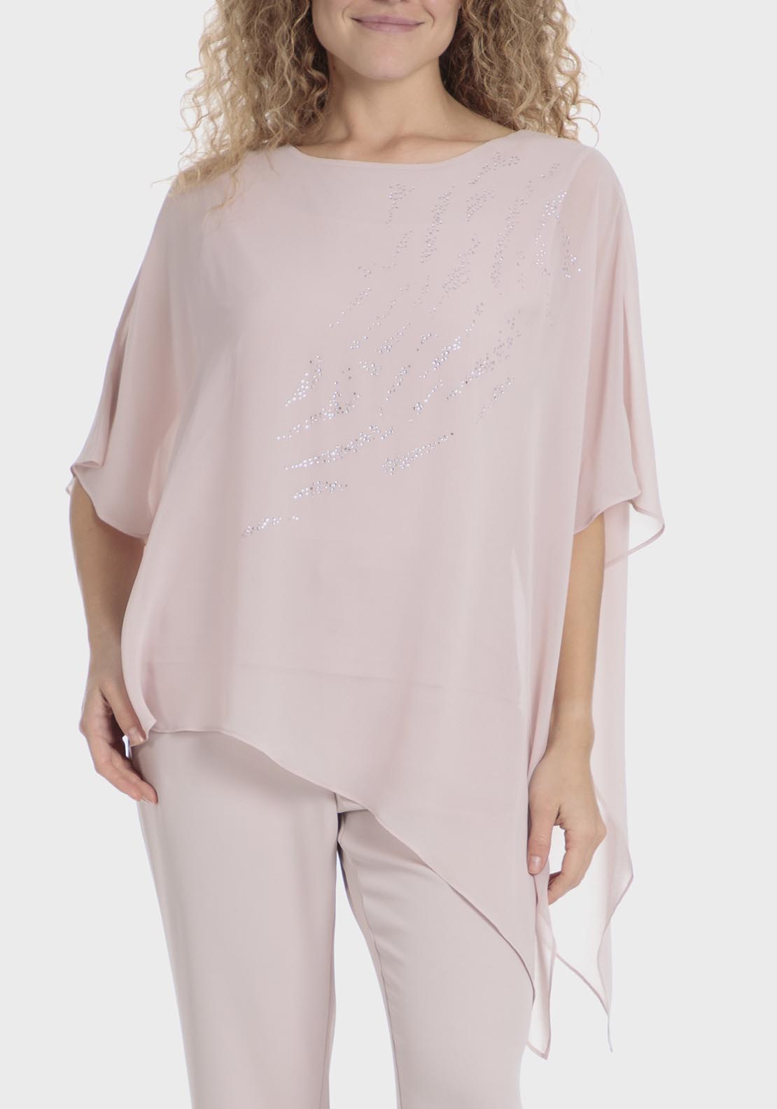 Punt Roma Blouse With Gemstones - Pink Powder 1 Shaws Department Stores