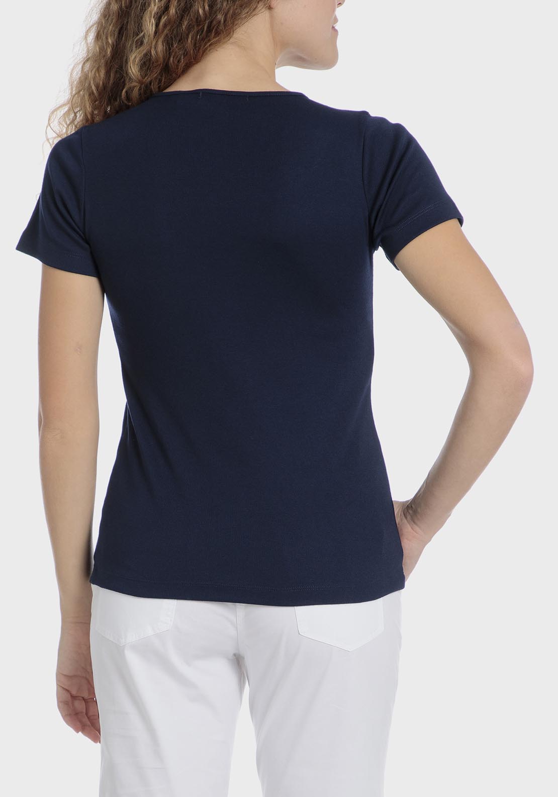 Punt Roma Basic T-Shirt With Gemstones - Blue / Navy 2 Shaws Department Stores