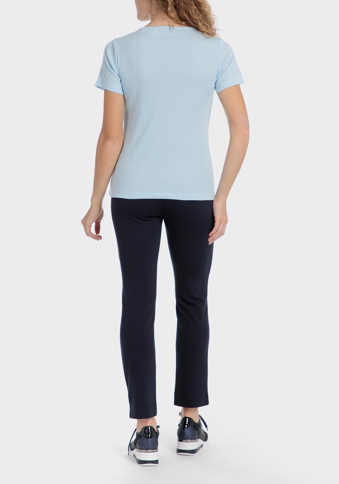 Punt Roma Basic T-Shirt With Gemstones - Blue 2 Shaws Department Stores