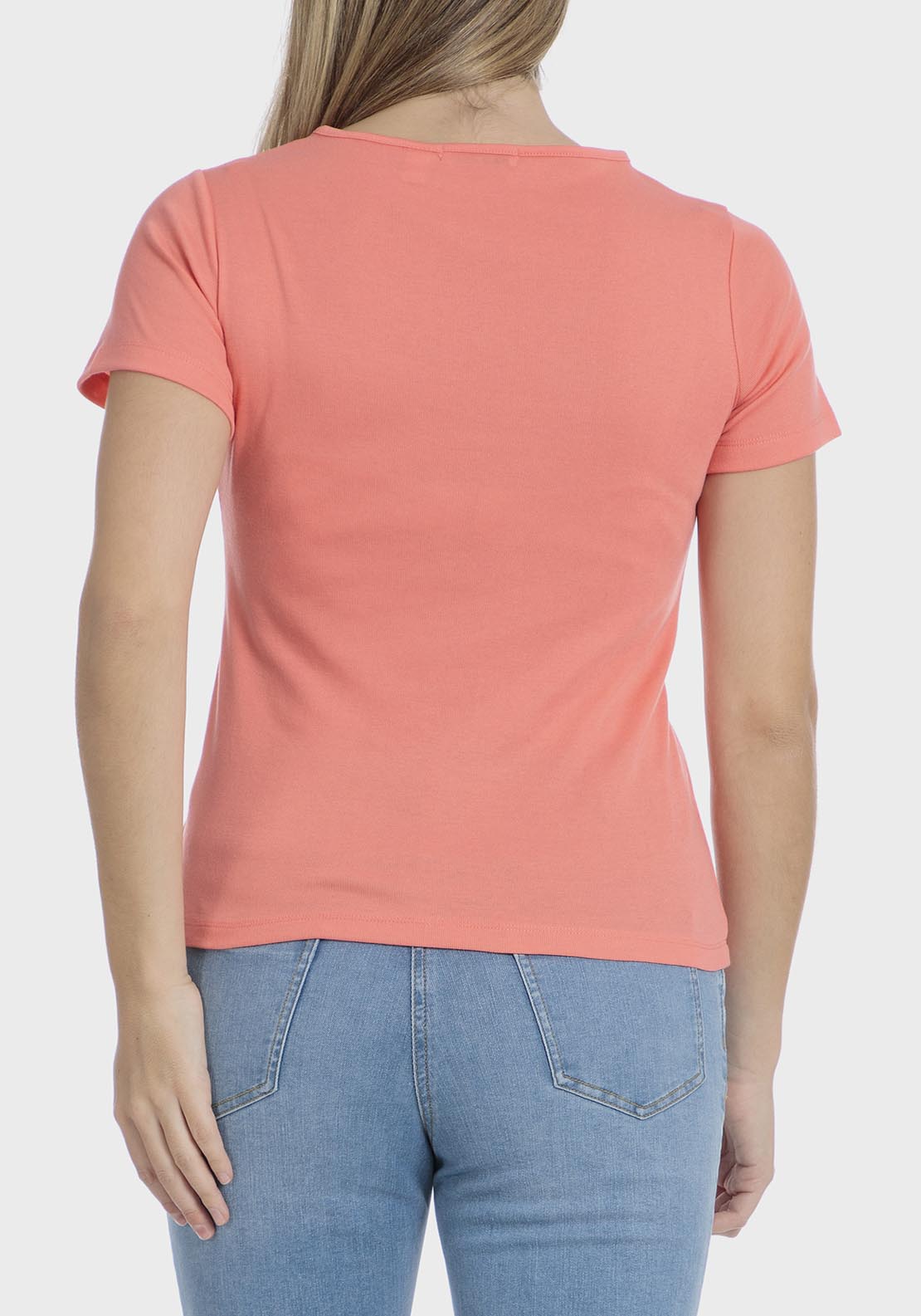 Punt Roma Basic T-Shirt With Gemstones - Orange 4 Shaws Department Stores